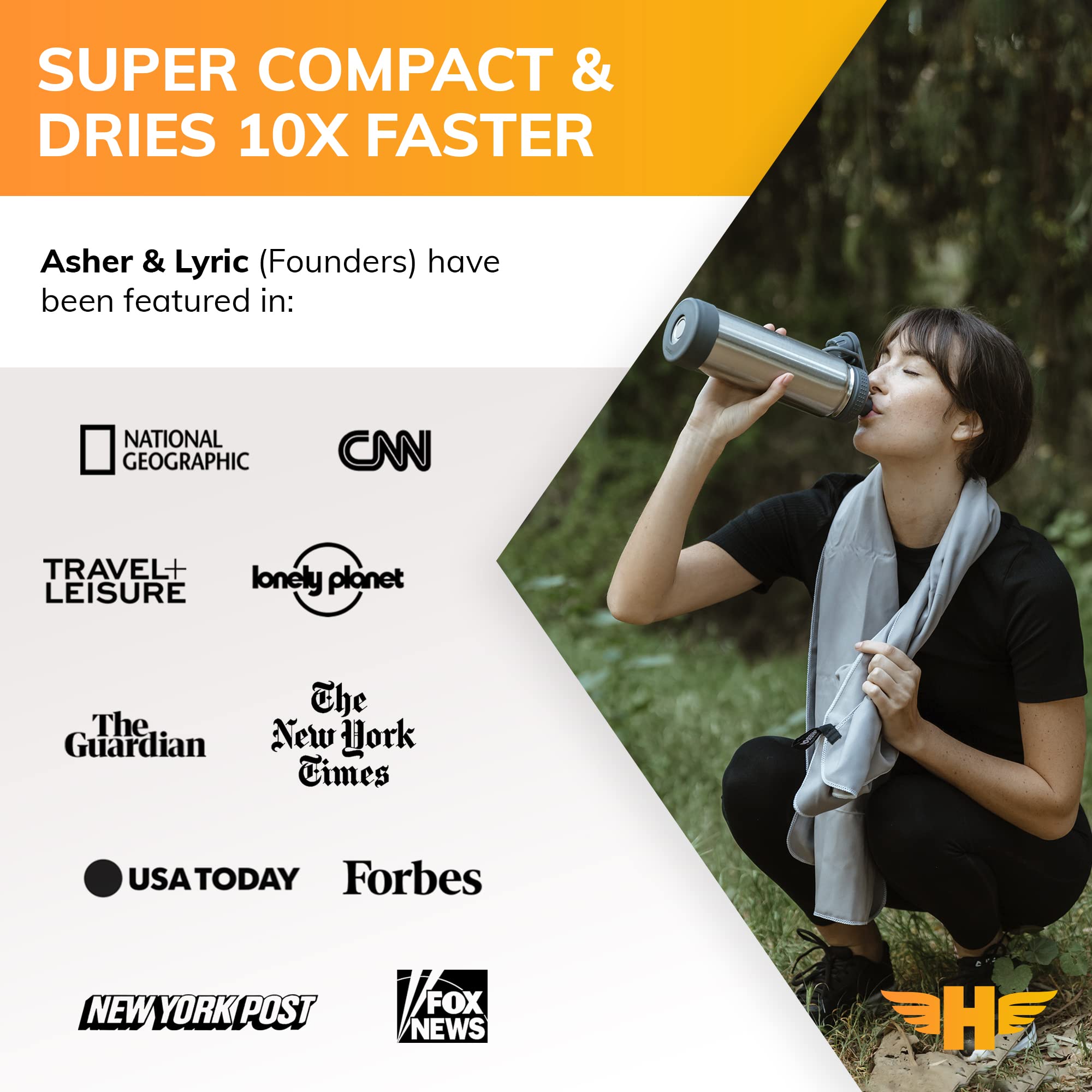 Hero Travel Supply Microfiber Travel Towel - Compact, Quick-Dry, Lightweight & Absorbent (24