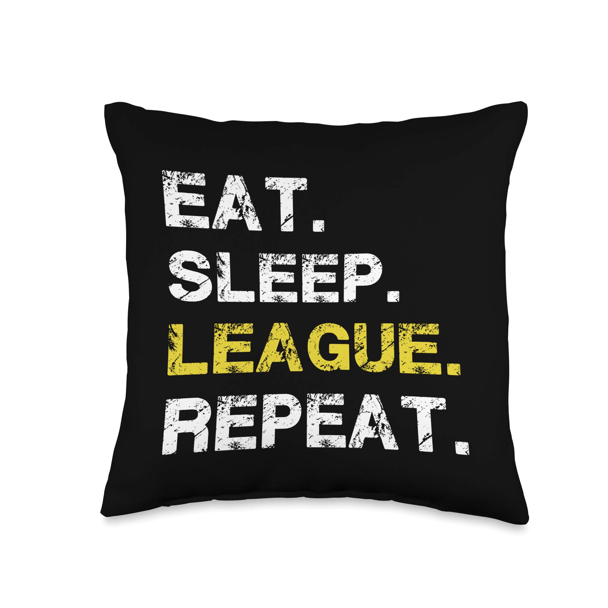 Eat Sleep League Repeat - Sports Game Gaming Gift Throw Pillow - Perfect for Gamers, Esports Fans & Home Decor