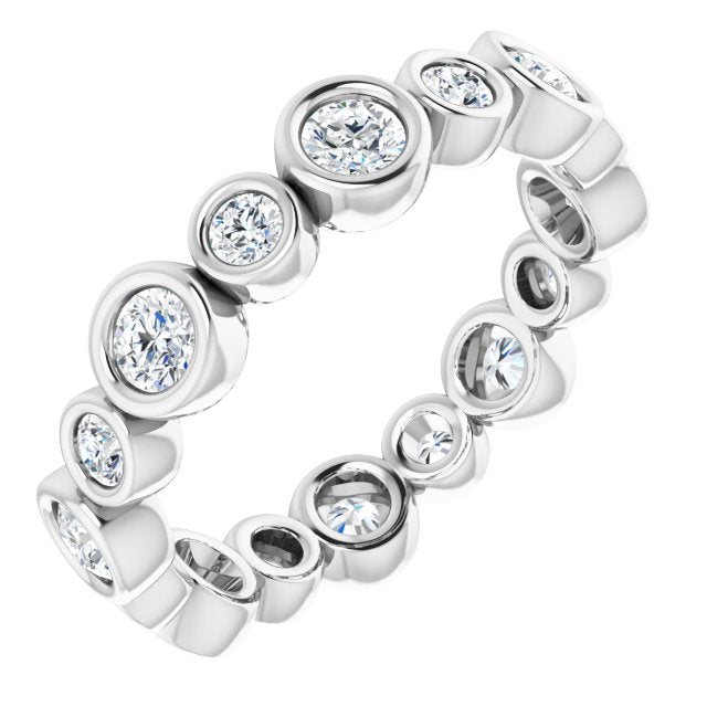 1.15 Carat Round Diamond Eternity Band - Bezel Set Stackable Wedding Ring for Women - Perfect for Anniversary, Engagement & Everyday Elegance