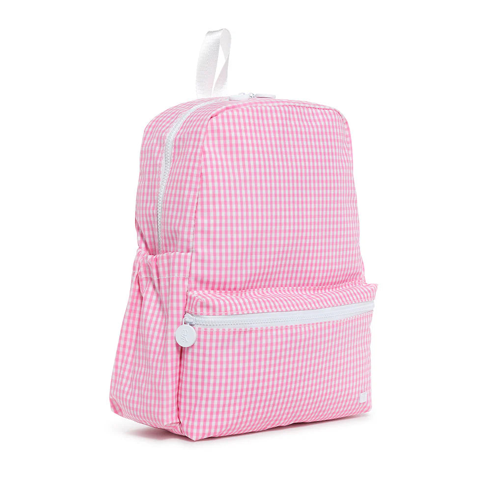 TRVL Design Backpacker Gingham Pink Backpack - Stylish & Durable Travel Backpack for Women, Perfect for Hiking, Camping & Daily Commute