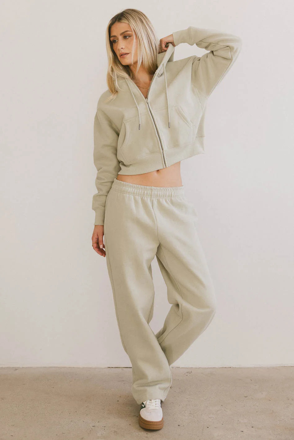 Ezra Women's Sage Green Sweatpants - Soft High Waist Joggers for Yoga, Lounge & Casual Wear
