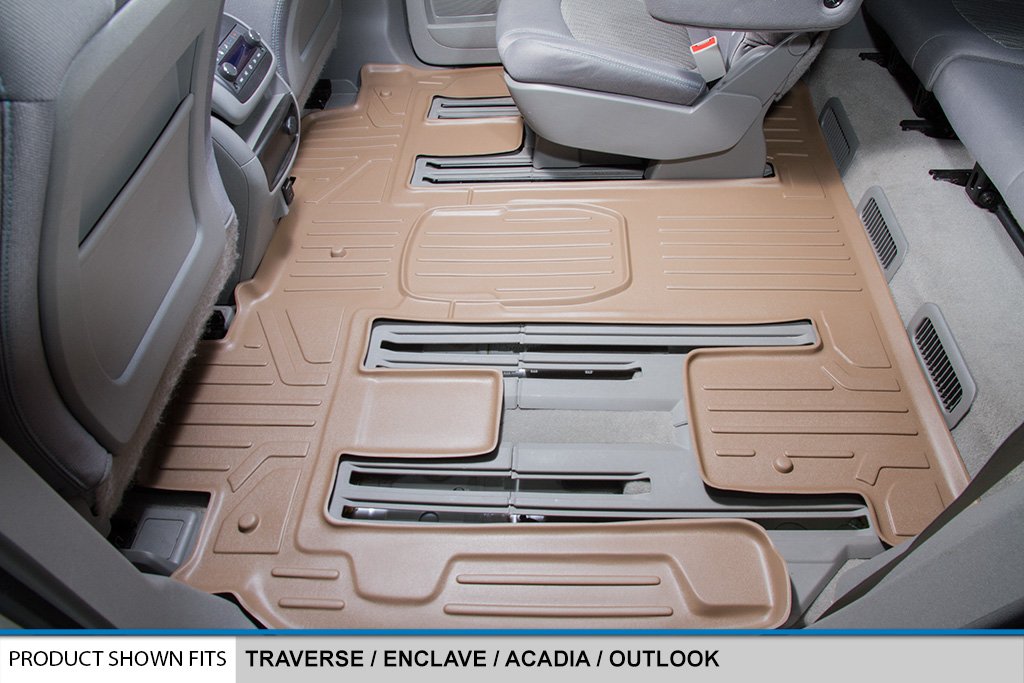 MAXLINER Custom Fit 2 Row Tan Floor Mats for 2009-2016 GMC Acadia & 2017 Acadia Limited | All-Weather Protection & Perfect Fit | Ideal for Road Trips, Family Outings & Daily Commute