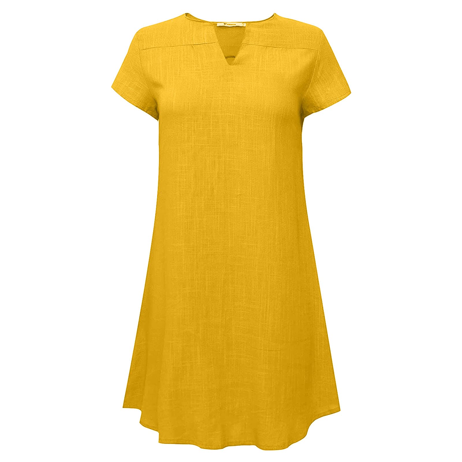 NaRHbrg Women's Linen Tunic Dress - V-Neck Loose Fit Midi Sundress for Beach Vacation, Plus Size Casual Shift Dress | Perfect for Summer Outings, Boho Style Outfits & Tropical Getaways