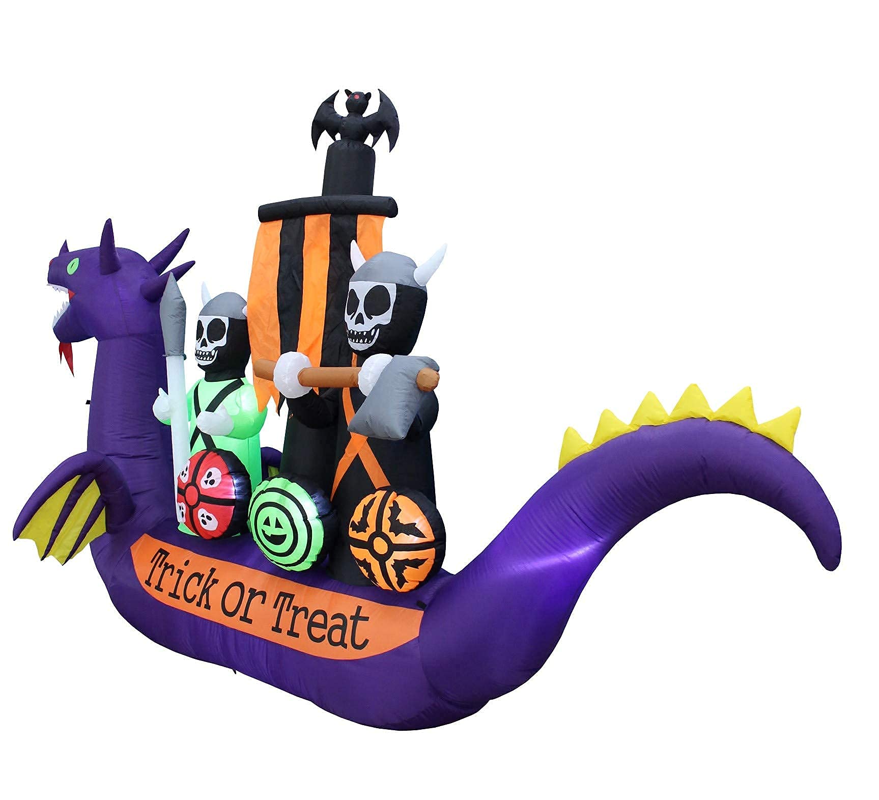 Halloween Party Decorations Bundle - 13ft Jumbo Inflatable Black Cat Arch & 11ft Inflatable Dragon Pirate Ship with Skeletons, Bats & Ghosts - Outdoor Halloween Yard Decor with LED Lights for Spooky Party, Haunted House & Trick-or-Treat Scene