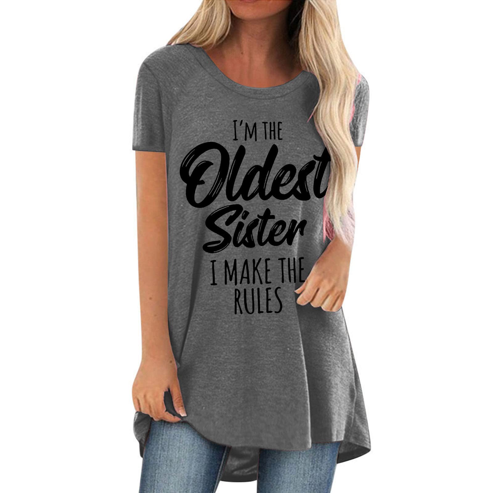 Roliyen Women's Spring 2022 Loose Fit Printed Casual Crewneck Short Sleeve T-Shirt & Tunic Blouse - Perfect for Everyday Wear, Weekend Outings and Summer Fashion