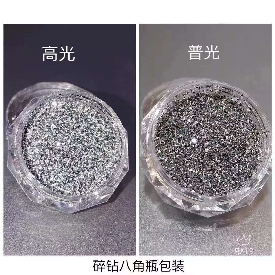 BID Crystal Diamond Nail Powder - 2PCS Silver Holographic Glitter Dust for Chrome Nails | Shiny Triangle Glitter for Acrylic, Gel & Dip Powder Manicures | Perfect for Parties, Weddings & Special Occasions
