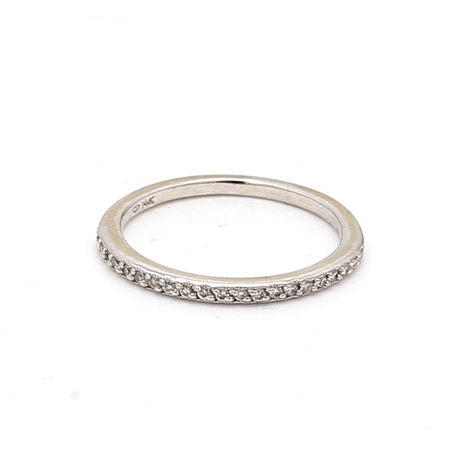 0.06 Carat Round Brilliant I1 Diamond 14K White Gold Wedding Band Ring - Perfect for Engagement, Anniversary & Bridal Jewelry Gifts