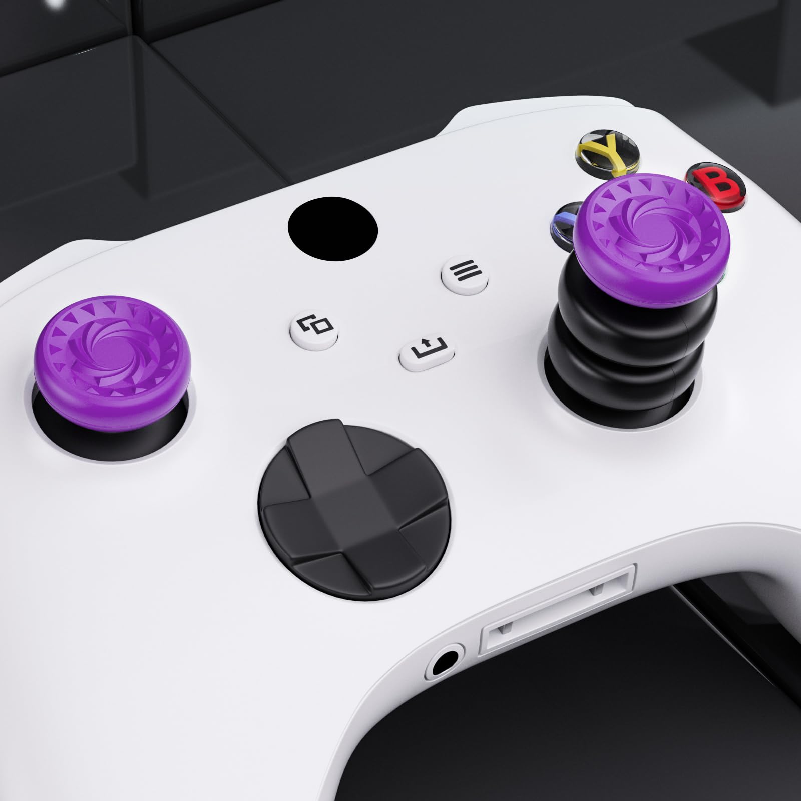 PlayRealm No-Slip Thumbstick Grip Extenders & Silicone Cover Set (2-Pack) for PS5 & PS4 Controllers - Whirlpool Pink | Enhanced Gaming Comfort & Precision for FPS, Racing & Action Games