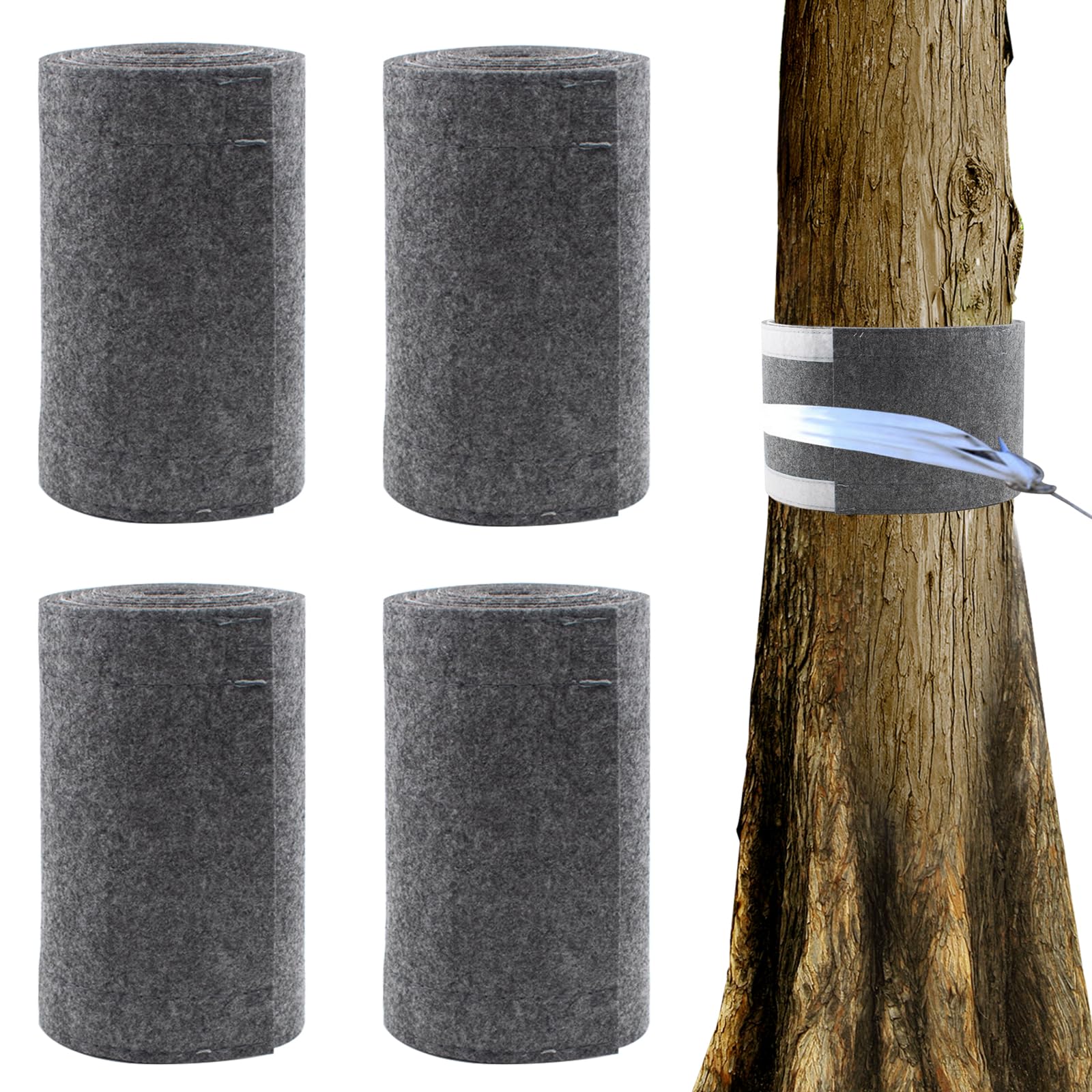 4 PCS Tree Protectors Kit for Slacklines - 6.5 FT x 6 Inch Non-Slip Tree Wrap, Outdoor Tree Guard for Hammocks, Ziplines, Ninja Slacklines & Tree Swings - Perfect for Backyard, Camping & Adventure Activities