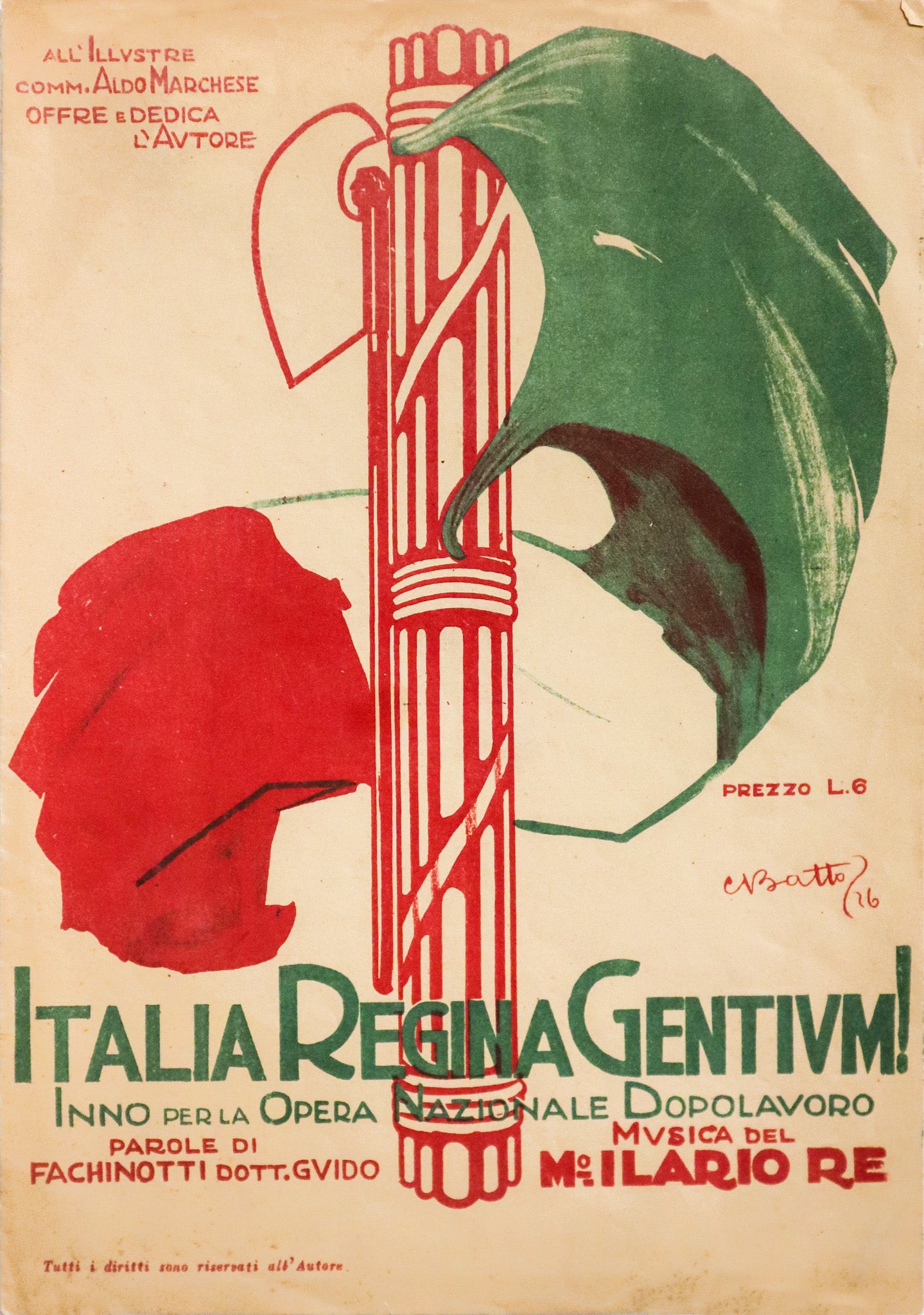 1916 Italian Music Sheet 