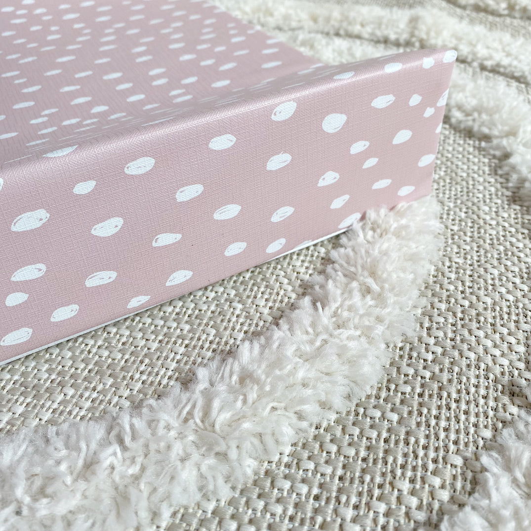 Anti Roll Wedge Changing Mat for Babies - Soft Dusky Pink Spotty Print, Non-Slip Diaper Changing Pad for Nursery, Travel & On-the-Go Use
