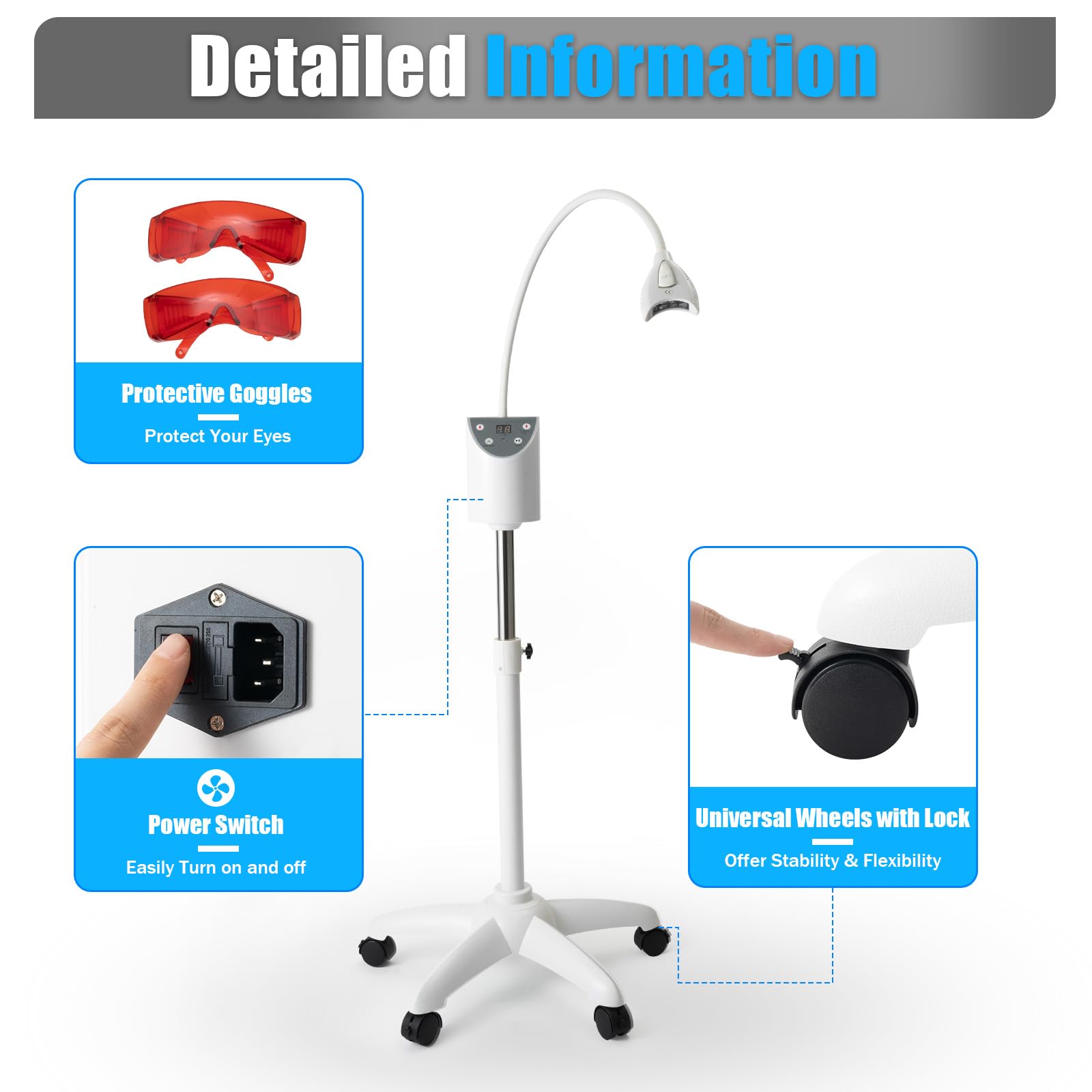 Professional Teeth Whitening Kit with LED Light & Remote Control - 2000mW Dental Whitening Device for Smokers, Coffee Stains & Fluorosis | At-Home Teeth Whitening Solution for Brighter Smile