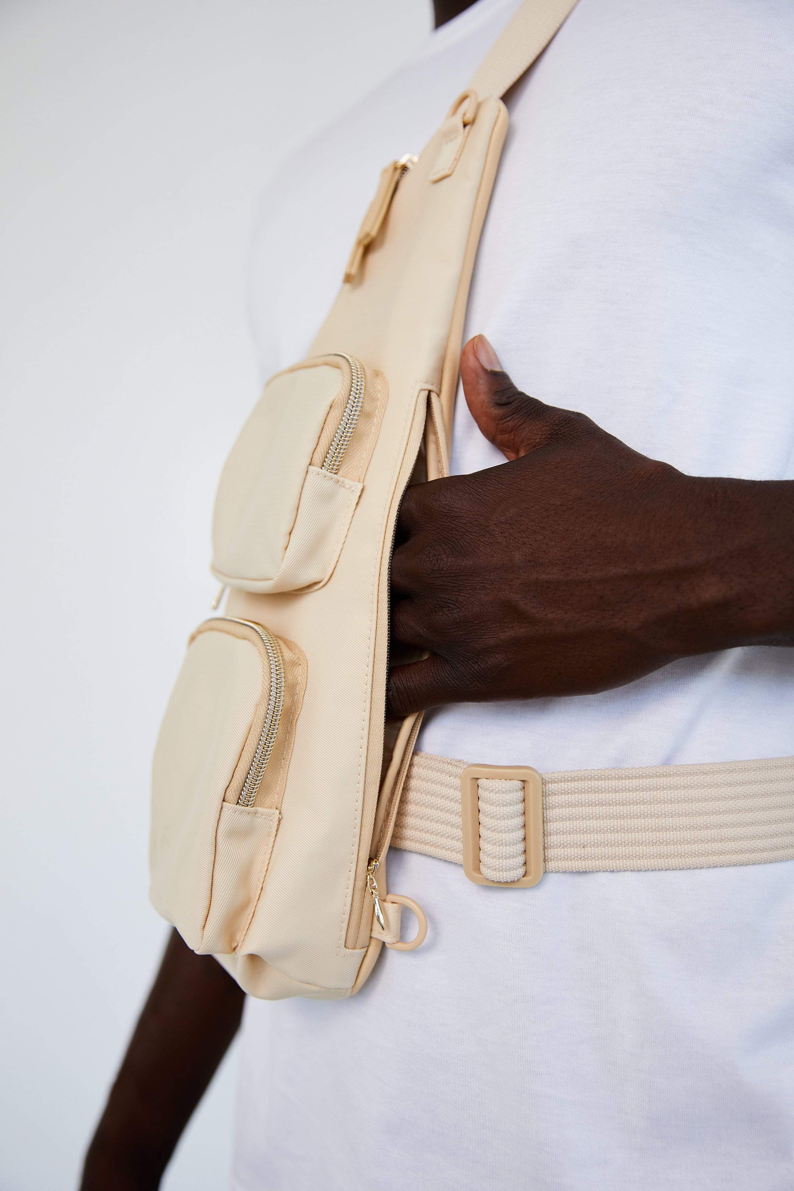 Beige Survival Sling - Tactical Emergency Sling Bag for Outdoor Adventures, Hiking, Camping & Survival Gear