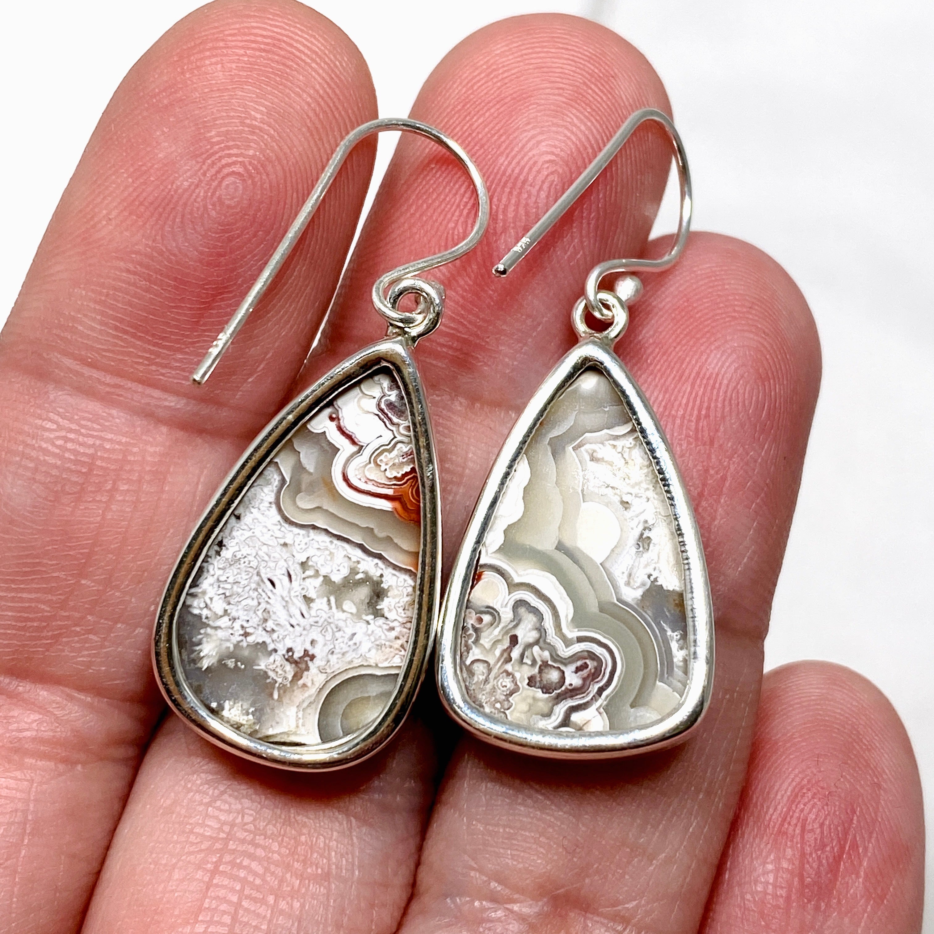 Mexican Crazy Lace Agate Teardrop Earrings - Handmade Sterling Silver Dangle Earrings for Women | Boho Chic Jewelry for Parties, Weddings & Special Occasions