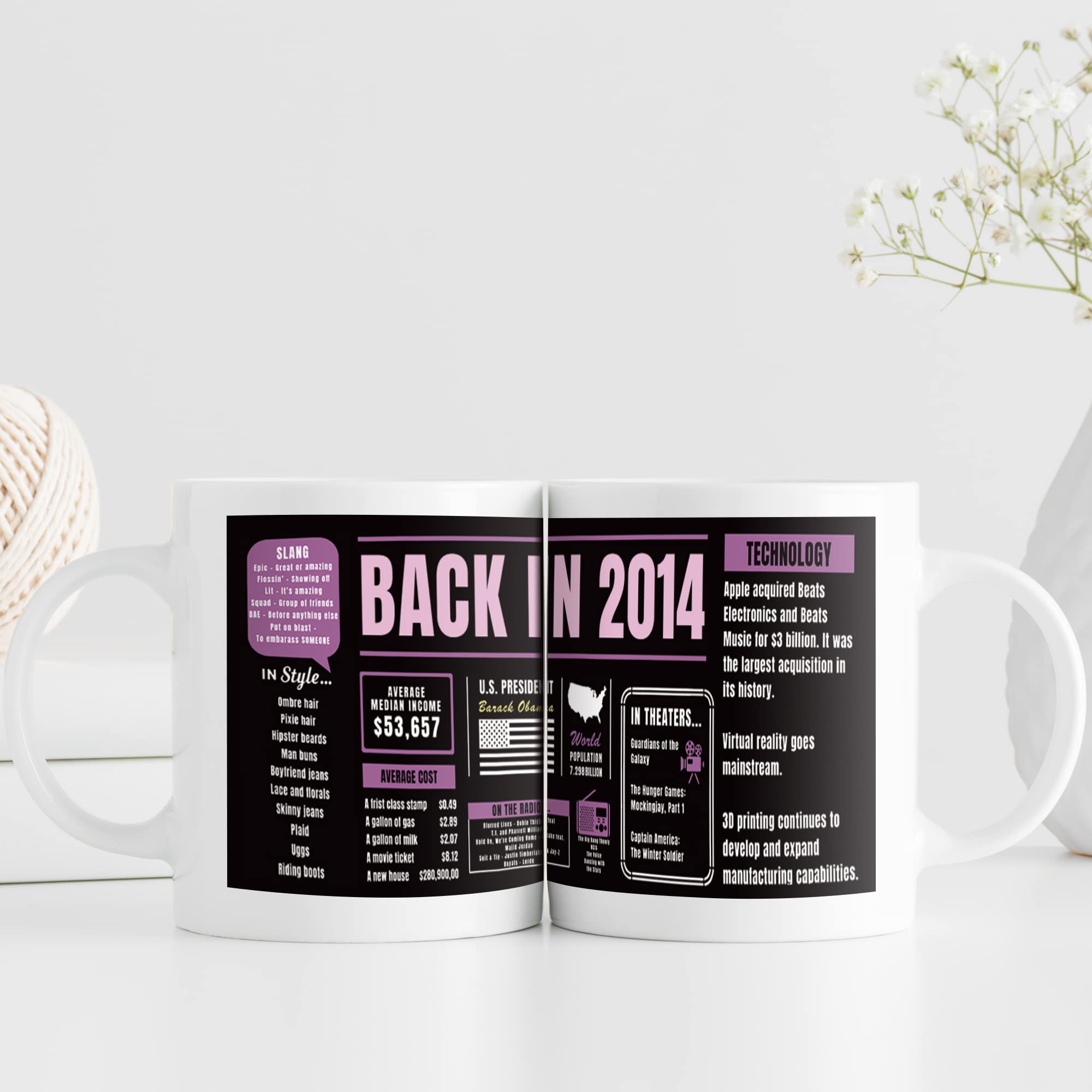2014 Themed 9th Birthday Coffee Mug - 11Oz Funny Back in 2014 Gift for 9 Year Old Boys Girls Kids Friends - Perfect for Birthday Parties, Retro Celebrations & Nostalgic Gifts
