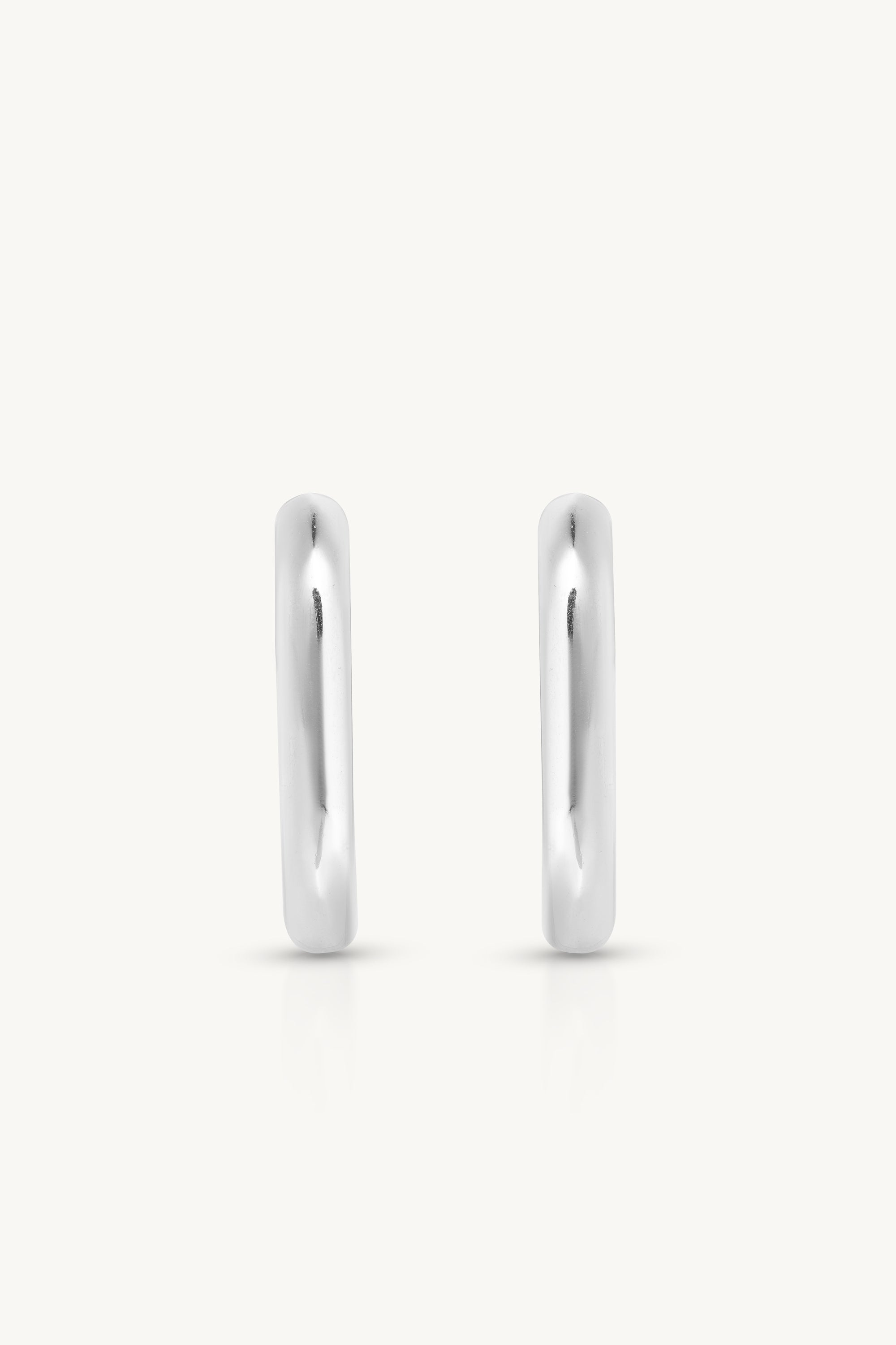 Polished Silver Paperclip Huggie Earrings - Medium Size for Everyday Wear & Gifts