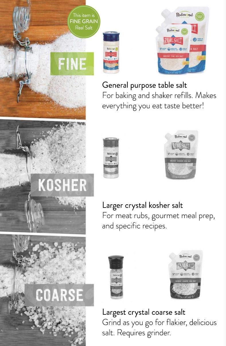 Redmond Real Sea Salt - Natural Unrefined, Gluten-Free Fine Grain Salt, 4.75 Ounce Shaker (4-Pack) | Perfect for Cooking, Baking & Seasoning