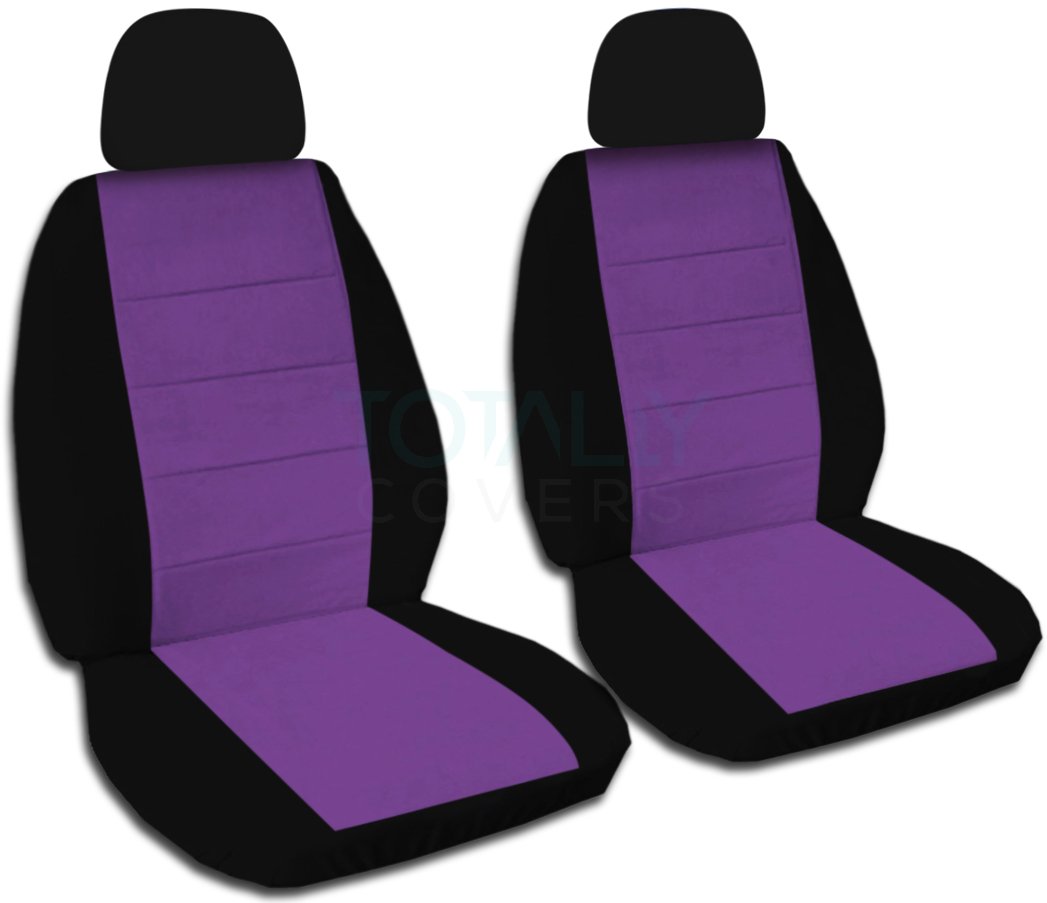 Premium Two-Tone Car Seat Covers - Black & Purple with 2 Headrest Covers | Universal Fit for Cars, Trucks, Vans, SUVs & RVs | 21 Color Options | Durable & Stylish Protection for Daily Commute, Road Trips & Family Travel