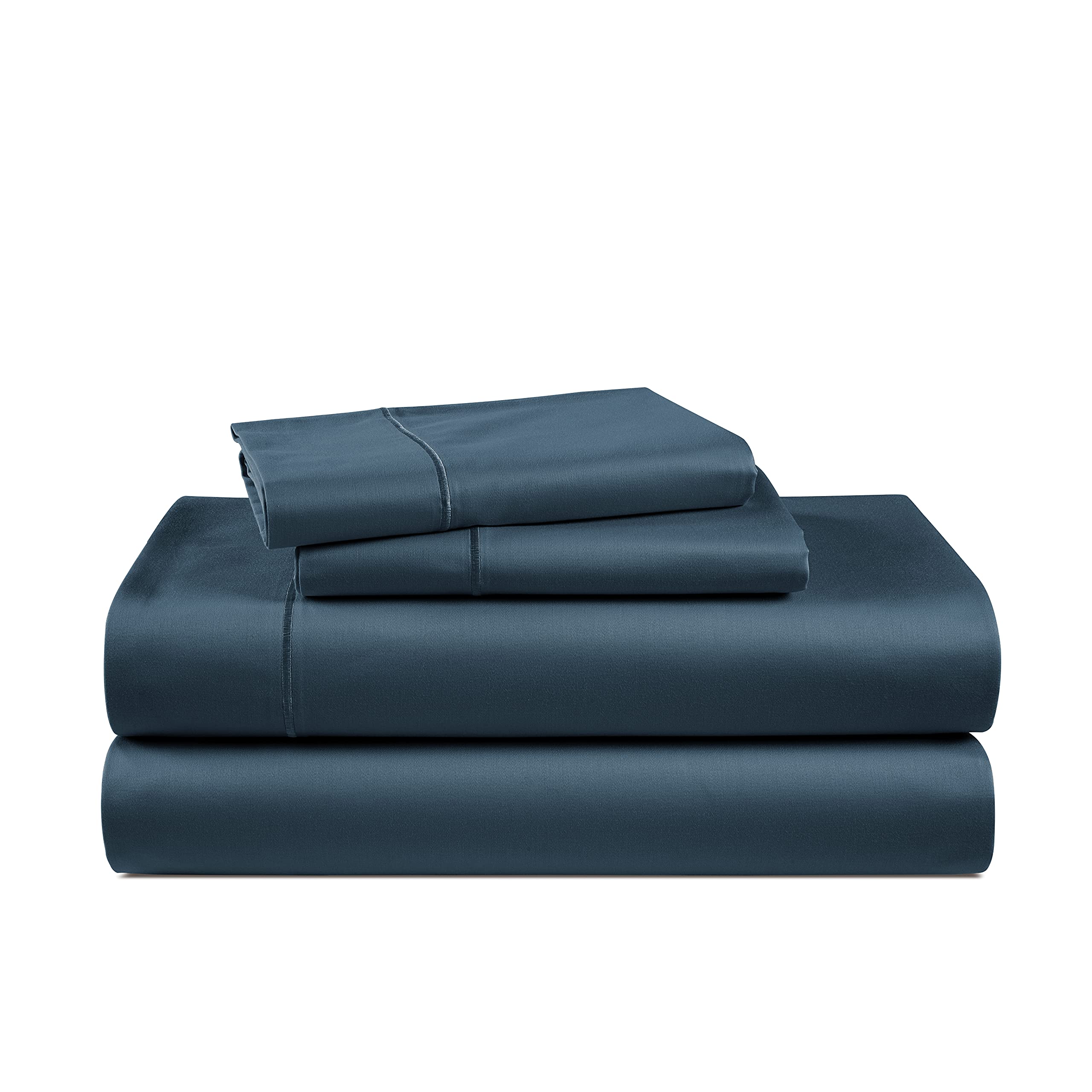 Luxury 100% Egyptian Cotton Bed Sheets - 1000 Thread Count 4-Piece Queen Size Dark Denim Sheet Set | Long Staple Cotton, Sateen Weave, Hotel Quality Bedding | Fits Mattress Up to 17