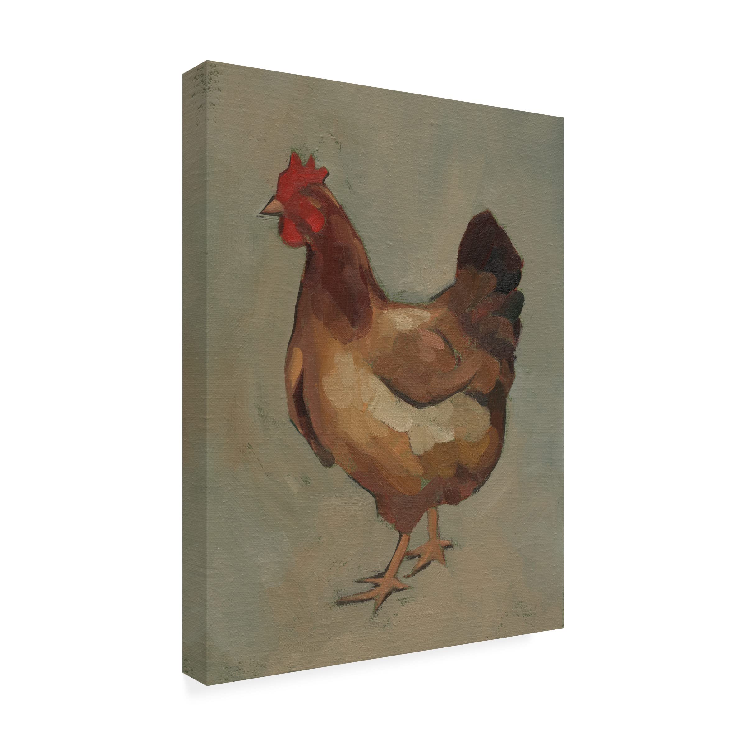 Trademark Fine Art 'Egg Hen II' Canvas Art by Jacob Green - Farmhouse Decor, Kitchen Wall Art, Unique Home Decor for Living Room & Dining Room