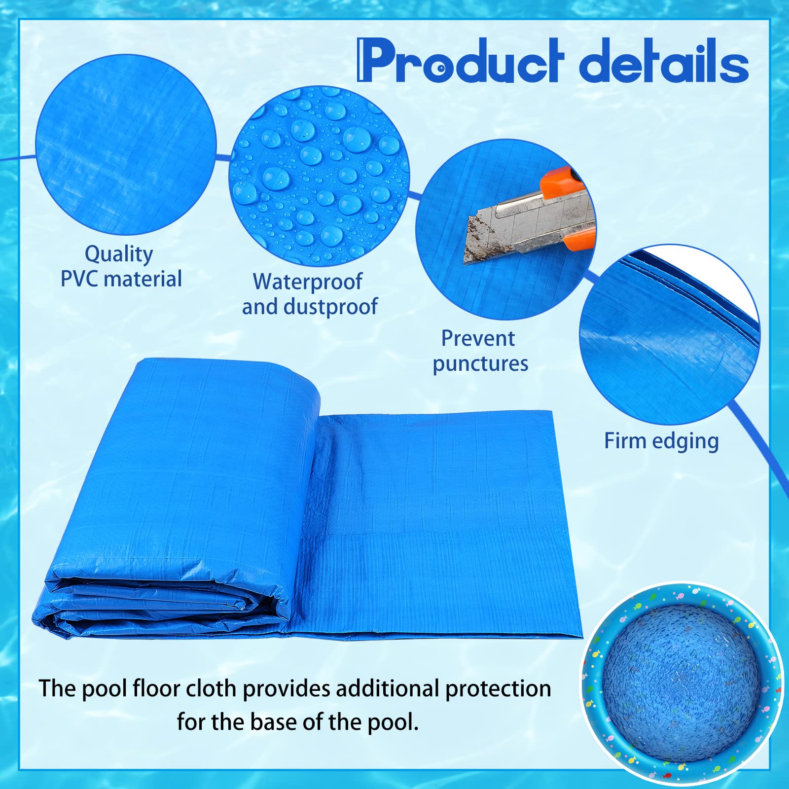**24 Ft Round Above Ground Pool Liner Pad - Heavy Duty Swimming Pool Ground Cloth Protector Mat Prevents Punctures & Extends Pool Life - Perfect for Backyard, Inflatable & Metal Frame Pools**