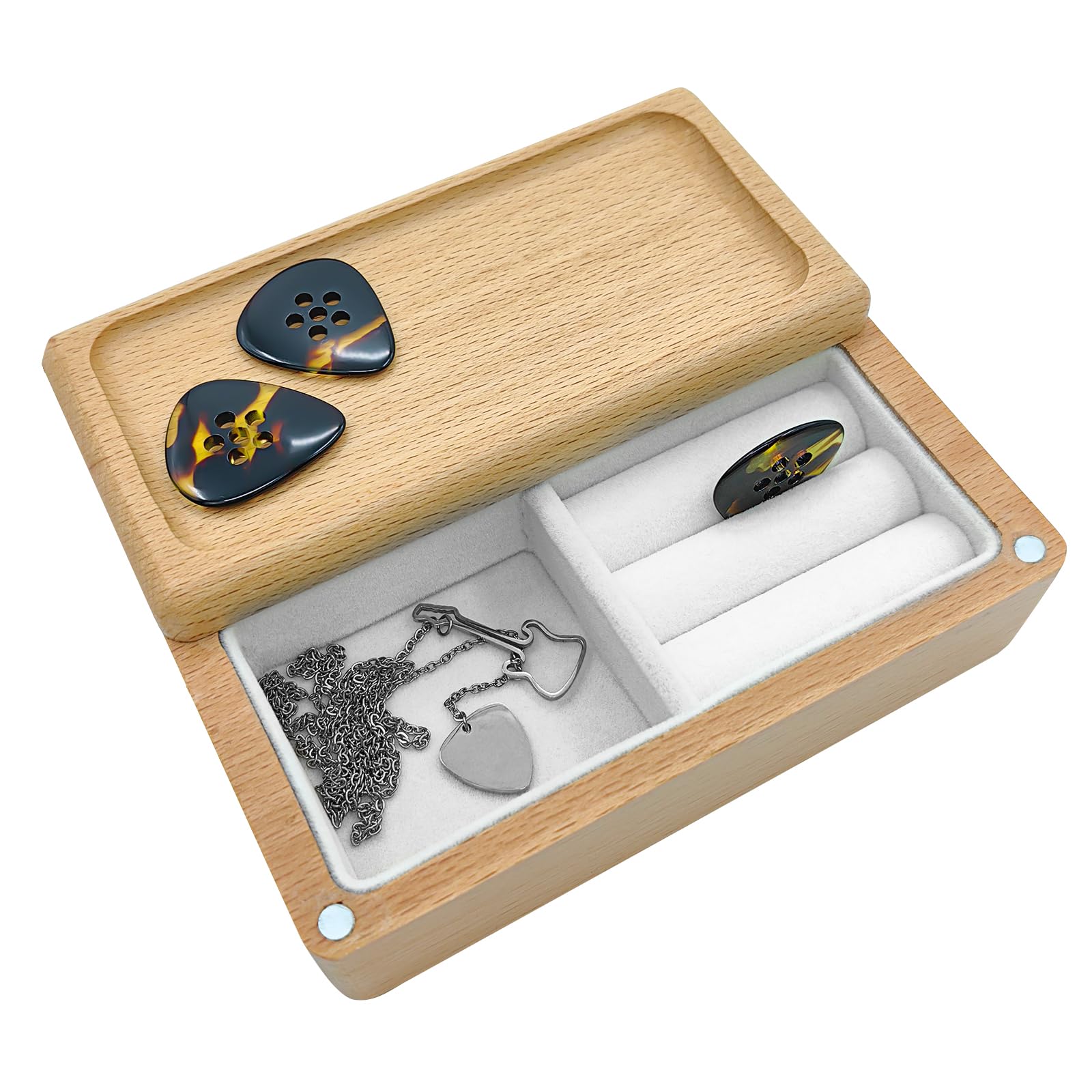 Premium Wooden Guitar Pick Holder - Durable Storage & Display Case for Guitar Picks, Jewelry, and Accessories - Perfect Gift for Musicians & Collectors (Cuboid Design) - Great for Home, Studio, and Stage Use