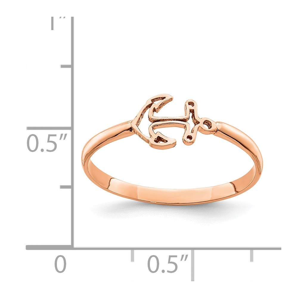 14K Solid Rose Gold Anchor Ring Band for Women - Minimalist Nautical Jewelry for Everyday Wear, Gift for Her, Anniversary, Birthday