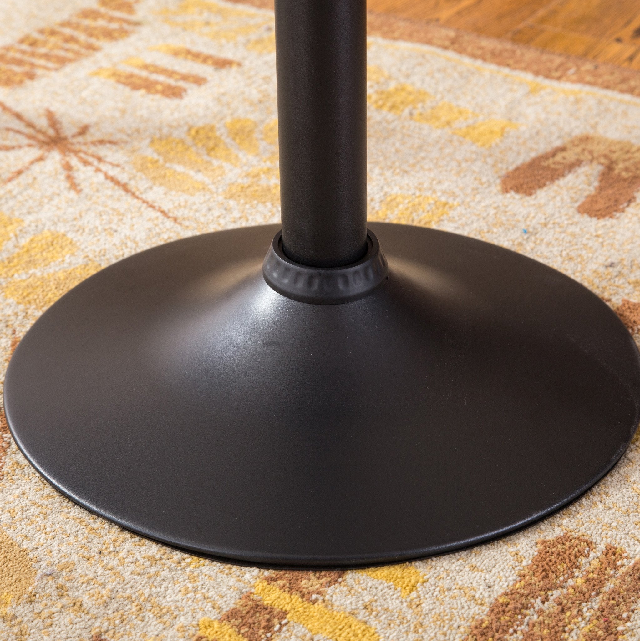 Roundhill Furniture Belham Round Adjustable Height Metal Base Bar Table - 36 Inch Counter Height Dining Table for Kitchen, Bar & Pub - Matte Black Finish for Modern Home Decor