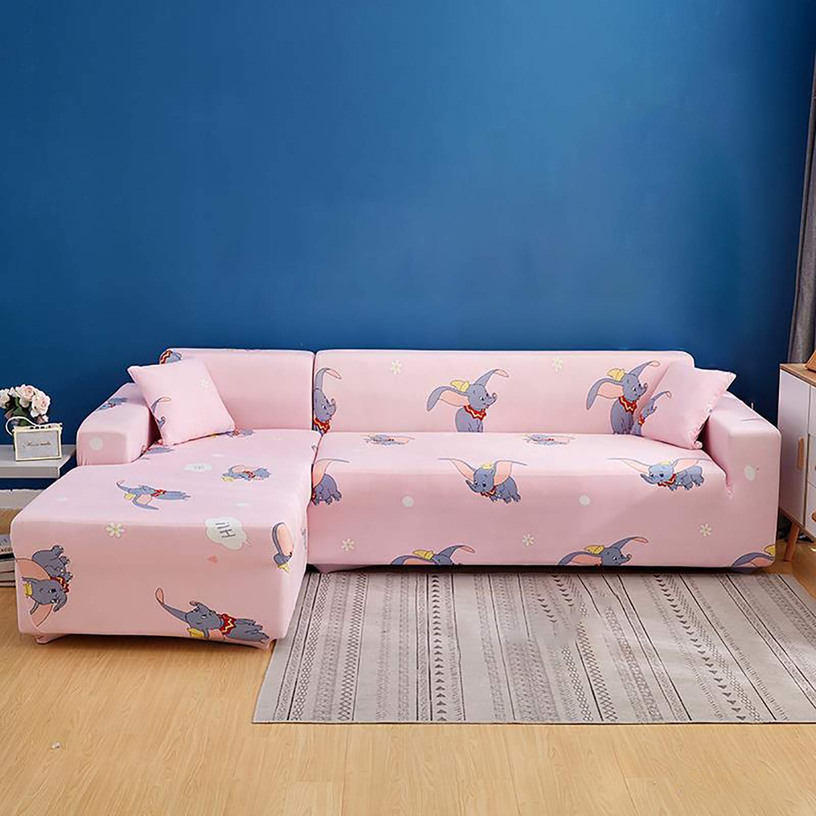 2-Piece Super Stretch Spandex Sofa Slipcover - Non-Slip Washable Couch Cover with Elastic Bottom & Anti-Skid Foam, Furniture Protector for Kids & Pets (2-Seater + 2-Seater) - Perfect for Living Room, Family Gatherings & Pet-Friendly Homes