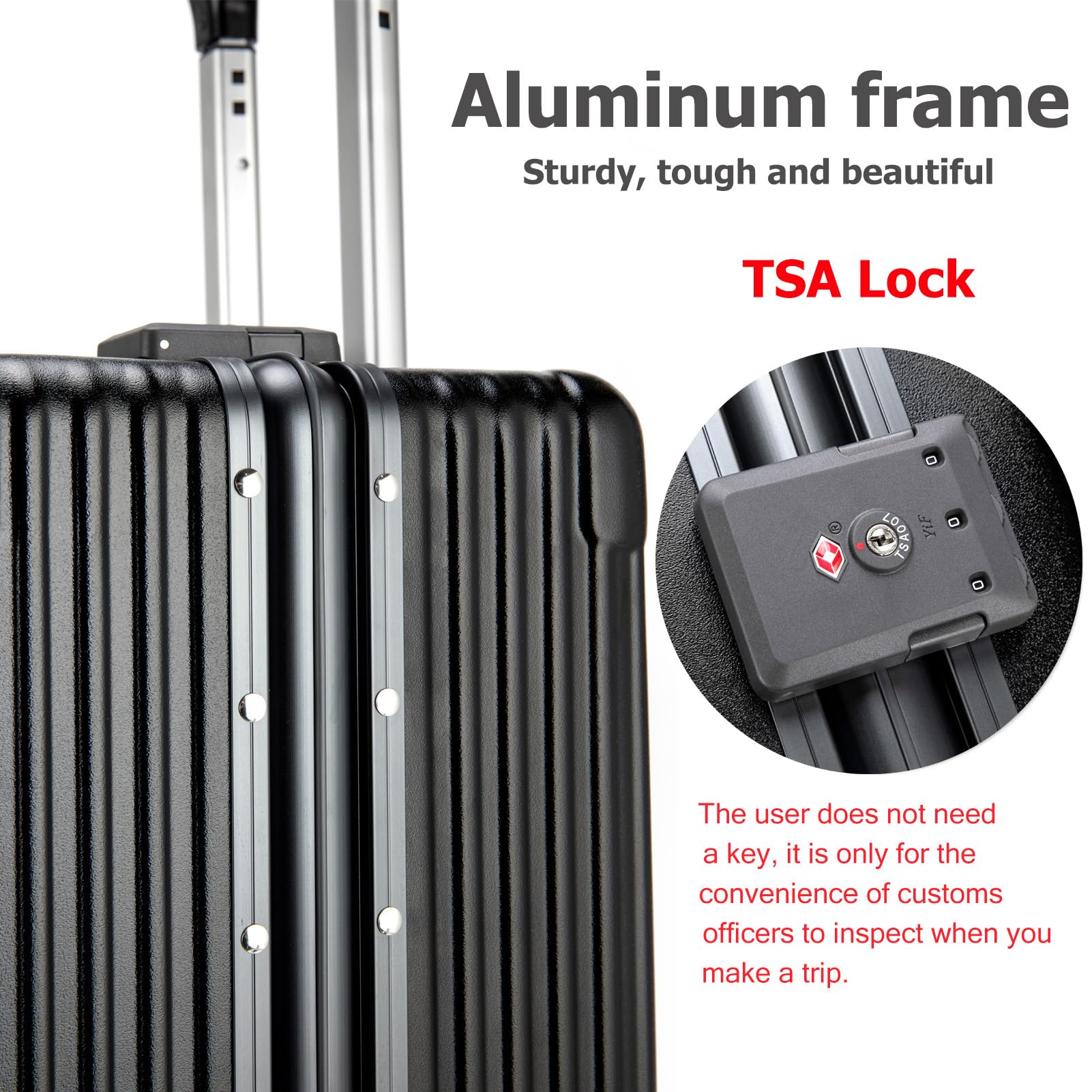 Feilario 24-Inch Aluminum Frame Hardshell Spinner Luggage - TSA Approved Carry-On Suitcase with Built-In Lock, USB Charging Port, Cup Holder & Phone Pocket | Perfect for Business Travel, Weekend Getaways & Airplane Trips