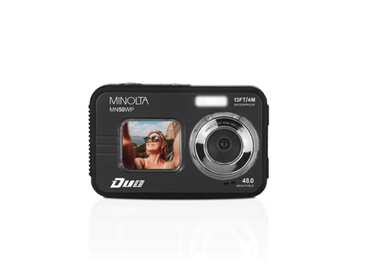 MINOLTA MN50WP Duo 48MP Waterproof Digital Camera - 5K Ultra HD, Autofocus, Dual LCD Screens (Black) - Perfect for Underwater Photography, Travel & Outdoor Adventures