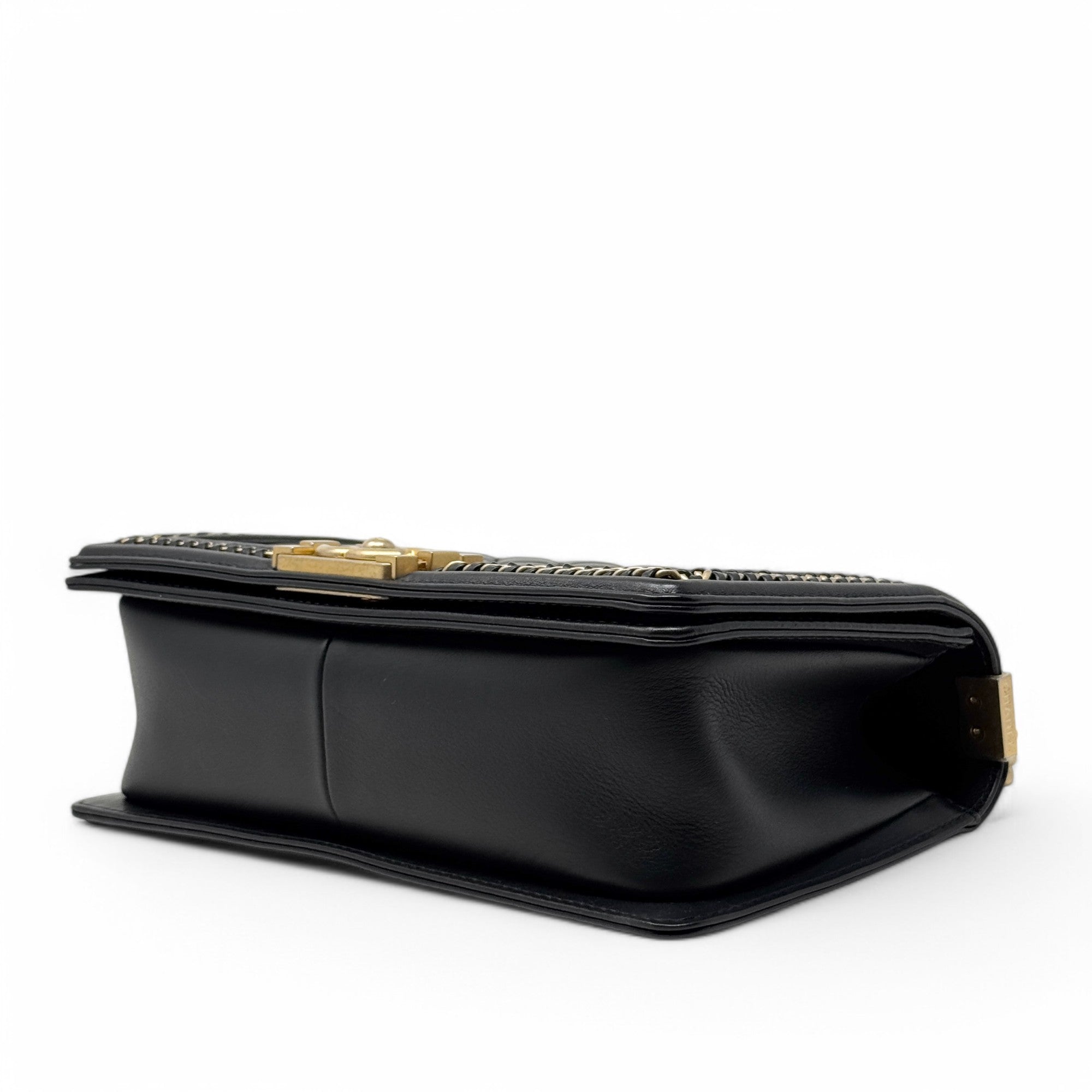 Chanel Black Medium Boy Top Handle Bag - Luxury Designer Handbag for Women | Perfect for Evening Parties, Date Nights & Special Occasions
