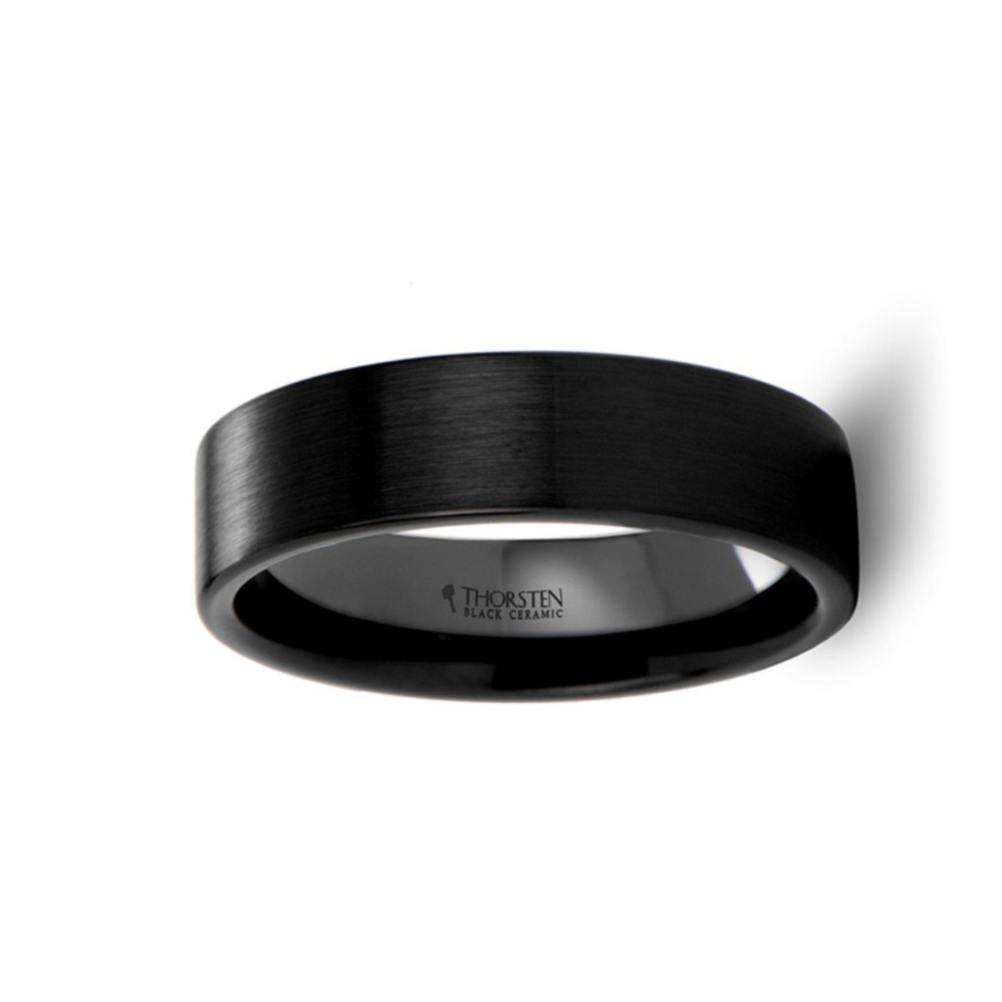 8mm Wide DRAKON Black Ceramic Wedding Band Ring - Brushed Finish, Custom Inside Engraving for Personalized Touch - Perfect for Anniversaries, Engagements & Special Occasions