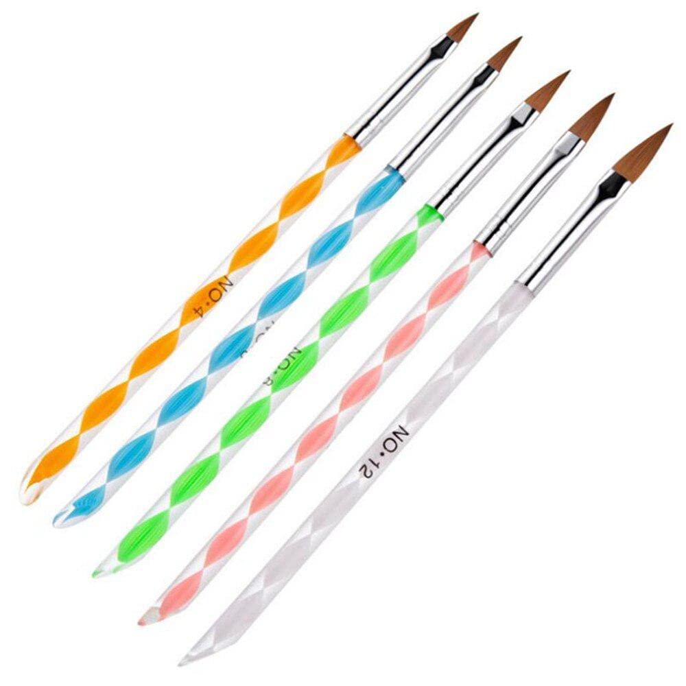 ALVRIO 5-Piece Acrylic Nail Brush Set - Professional Nail Art Brushes for Acrylic Application, Polish & Tips Builder - Salon Quality Nail Art Tools Kit for Manicure & Nail Design (Perfect for Home & Professional Use)