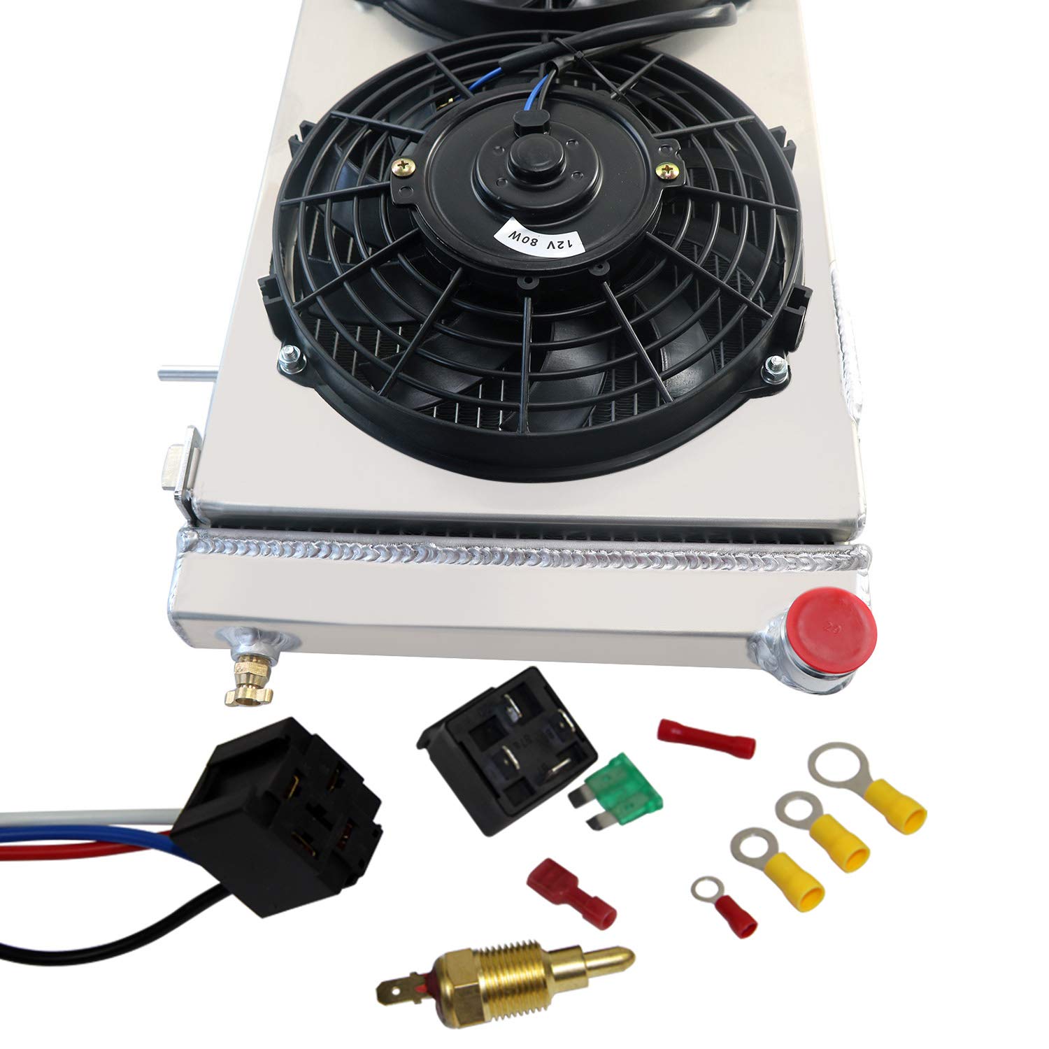 1991-2001 Jeep Cherokee XJ/Wagoneer/Comanche 2.5L 4.0L Full Aluminum Radiator with 4-Row Cooling & Shroud Fans - High Performance Cooling Upgrade for Off-Road & Daily Driving