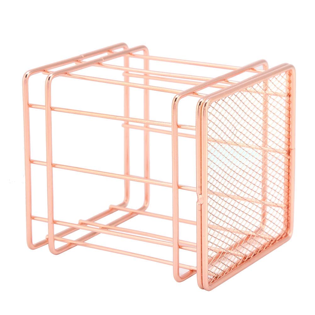 Rose Gold Iron Storage Basket - Small Makeup Organizer & Desktop Decor Box (10x9cm) - Perfect for Jewelry, Office Supplies & Bathroom Essentials