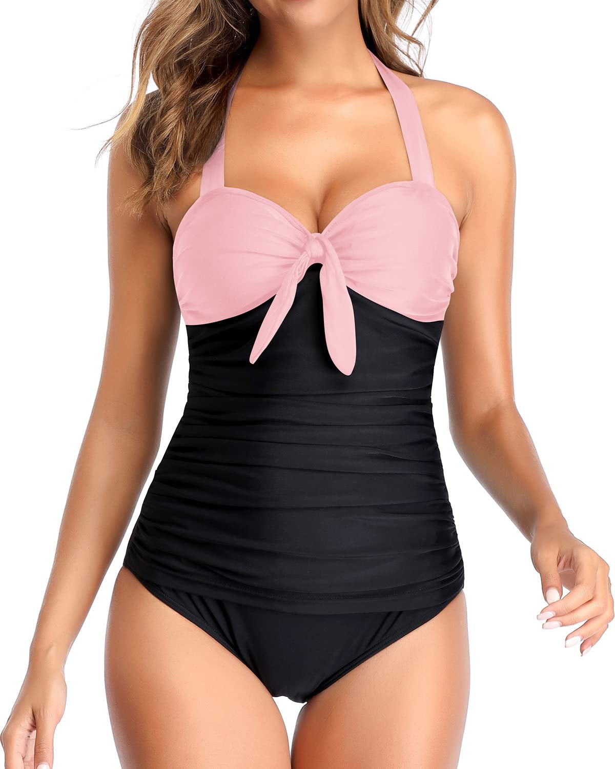 Tempt Me Women's Tummy Control One Piece Swimsuit - Halter Ruched Slimming Bathing Suit for Women | Perfect for Beach Vacations, Pool Parties & Summer Getaways
