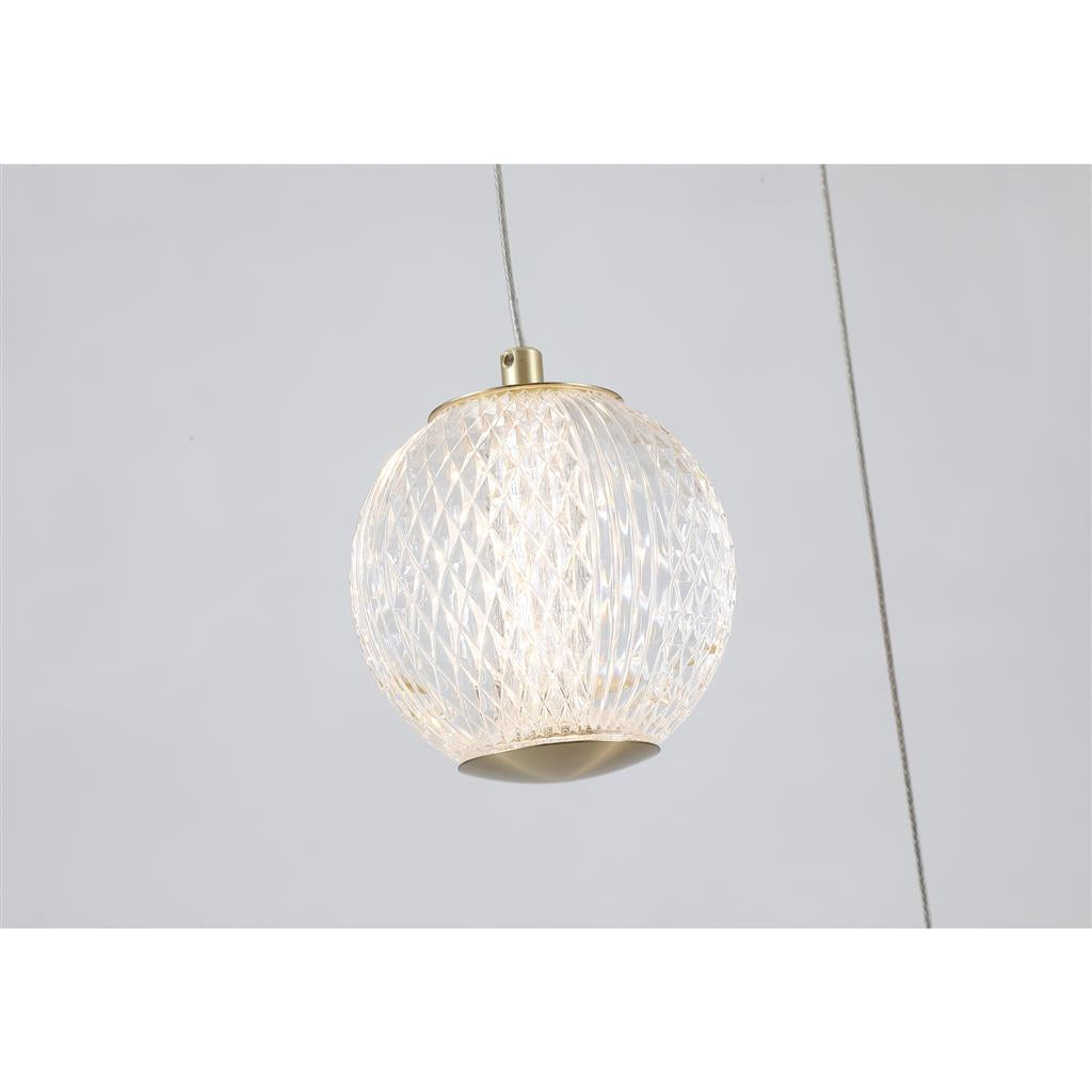 Allure 5-Light Satin Brass & Chrome Multi-Drop Ceiling Pendant with Integrated LED - Modern Dining Room & Kitchen Island Lighting Fixture