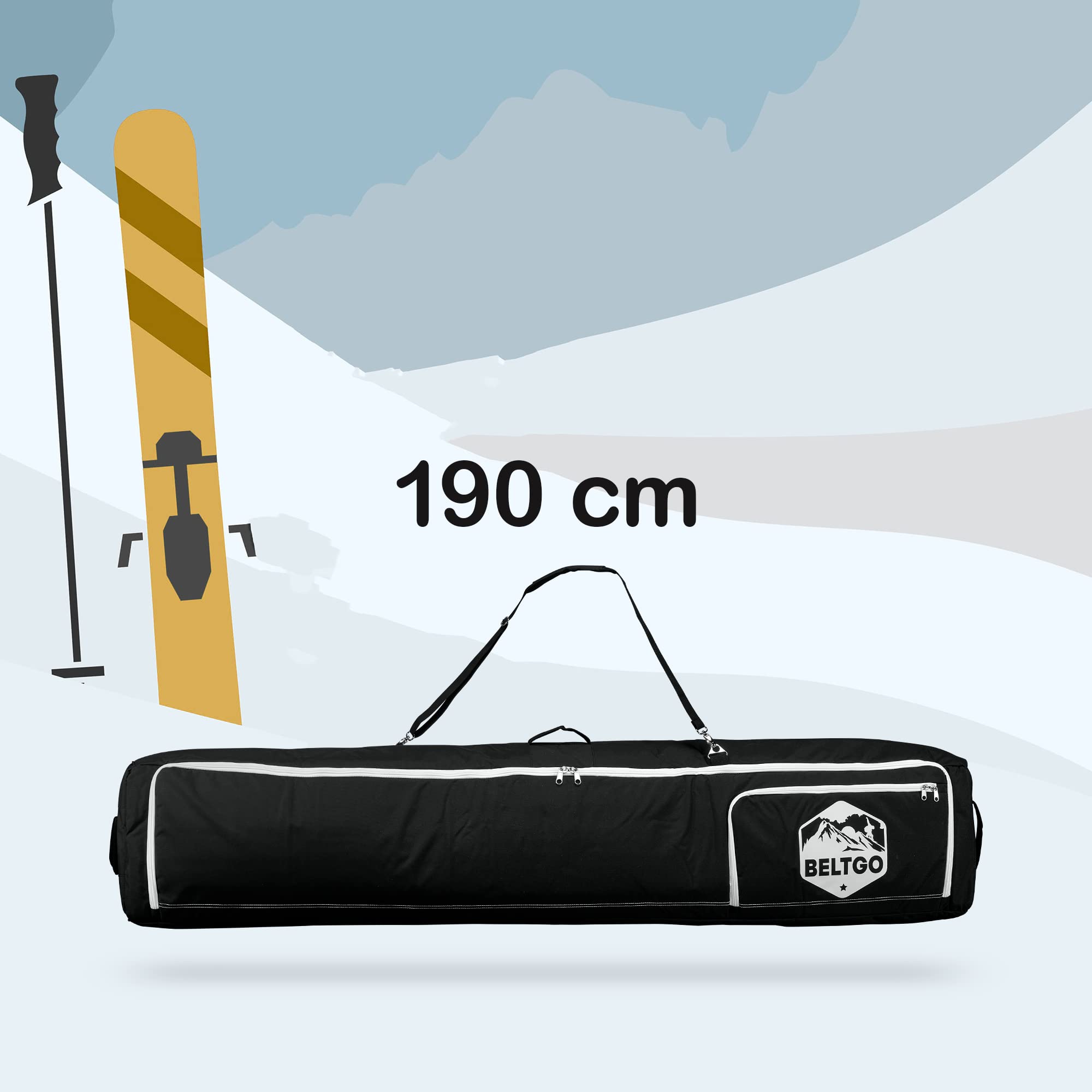 Durable Rolling Ski and Snowboard Travel Bag with Wheels - Fits 2 Pairs of Skis or 1 Snowboard - Perfect for Air Travel and Winter Sports Equipment Storage