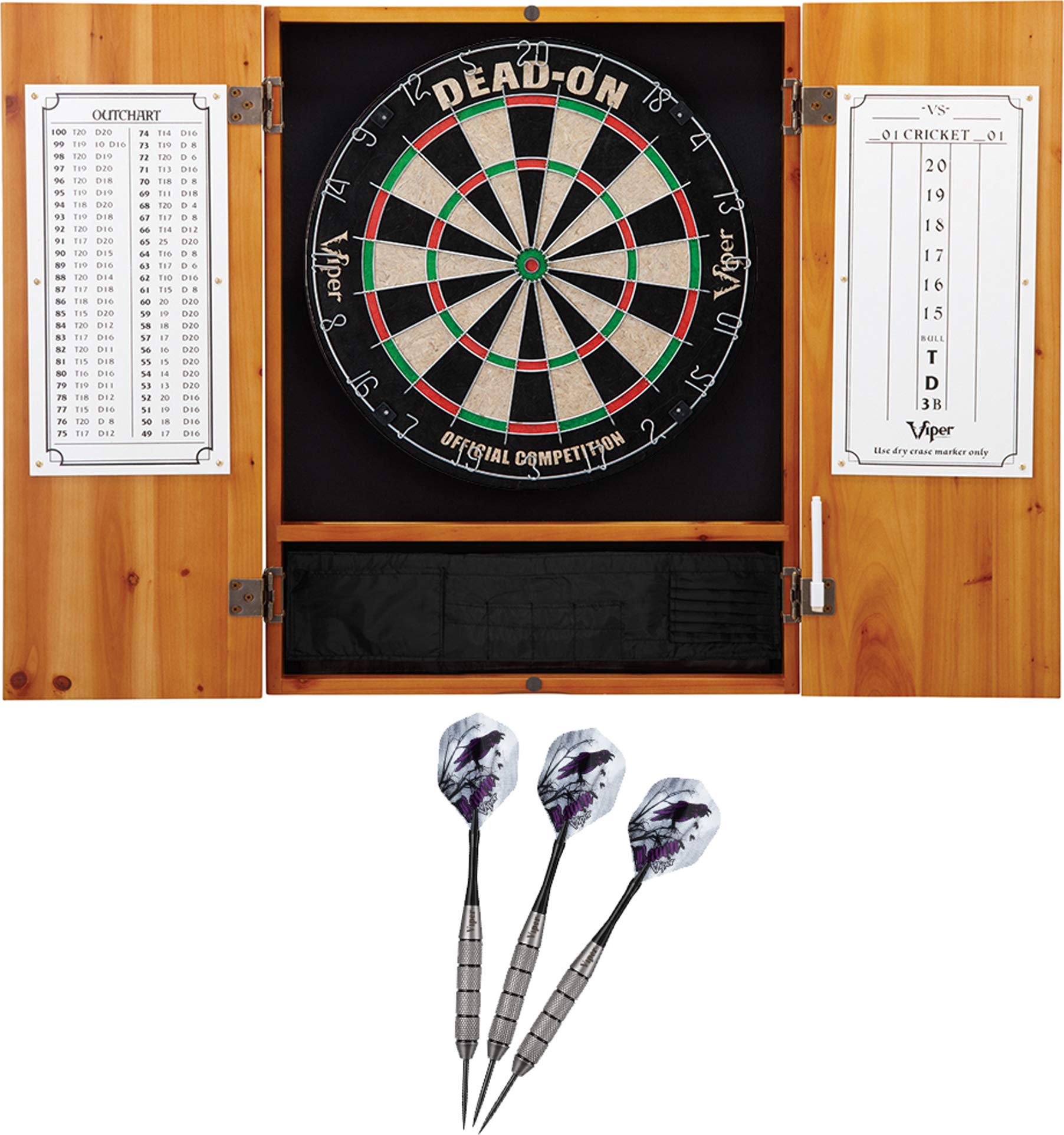 Viper Metropolitan Oak Steel Tip Dartboard Cabinet - Professional Dartboard Set for Home, Bar & Game Room - Perfect for Darts Enthusiasts & Pub Entertainment