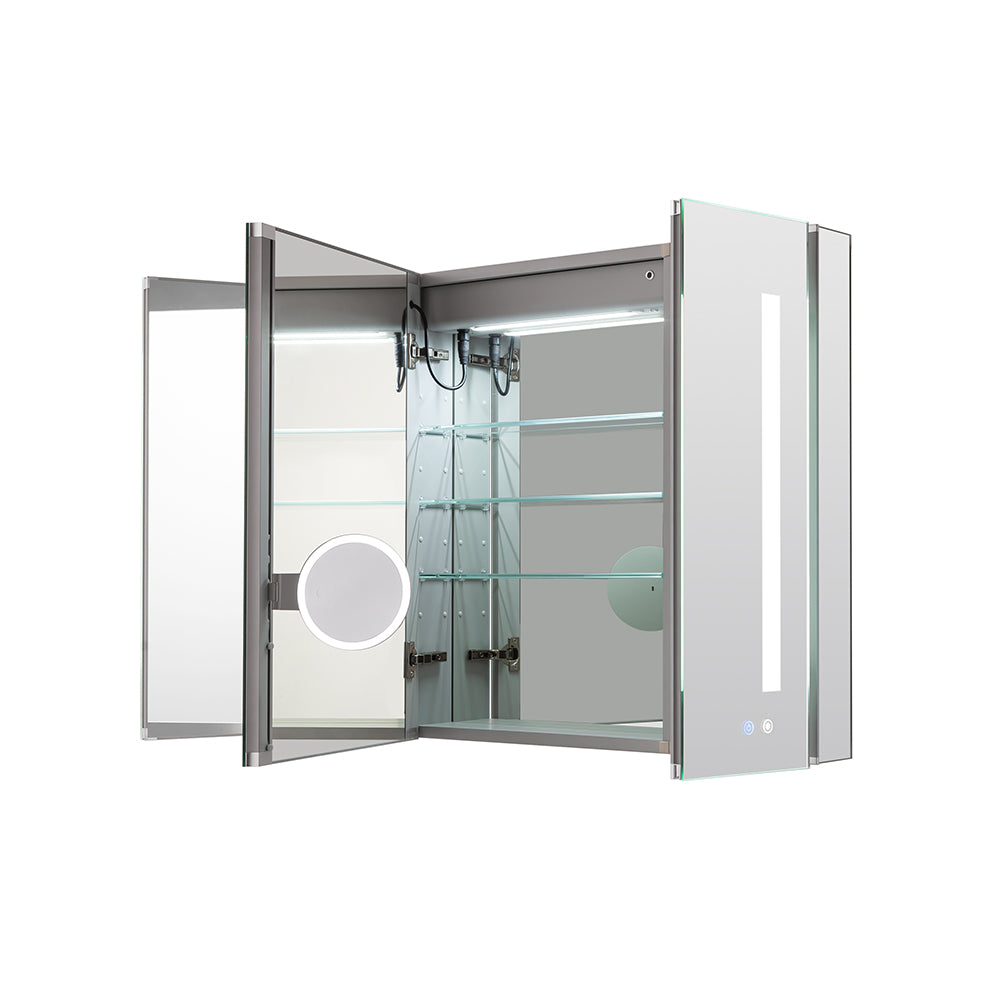 Aquadom Signature Royale 40x30 Inch LED Lighted Triple Door Bathroom Medicine Cabinet - Perfect for Modern Home, Spa & Hotel Vanity Organization