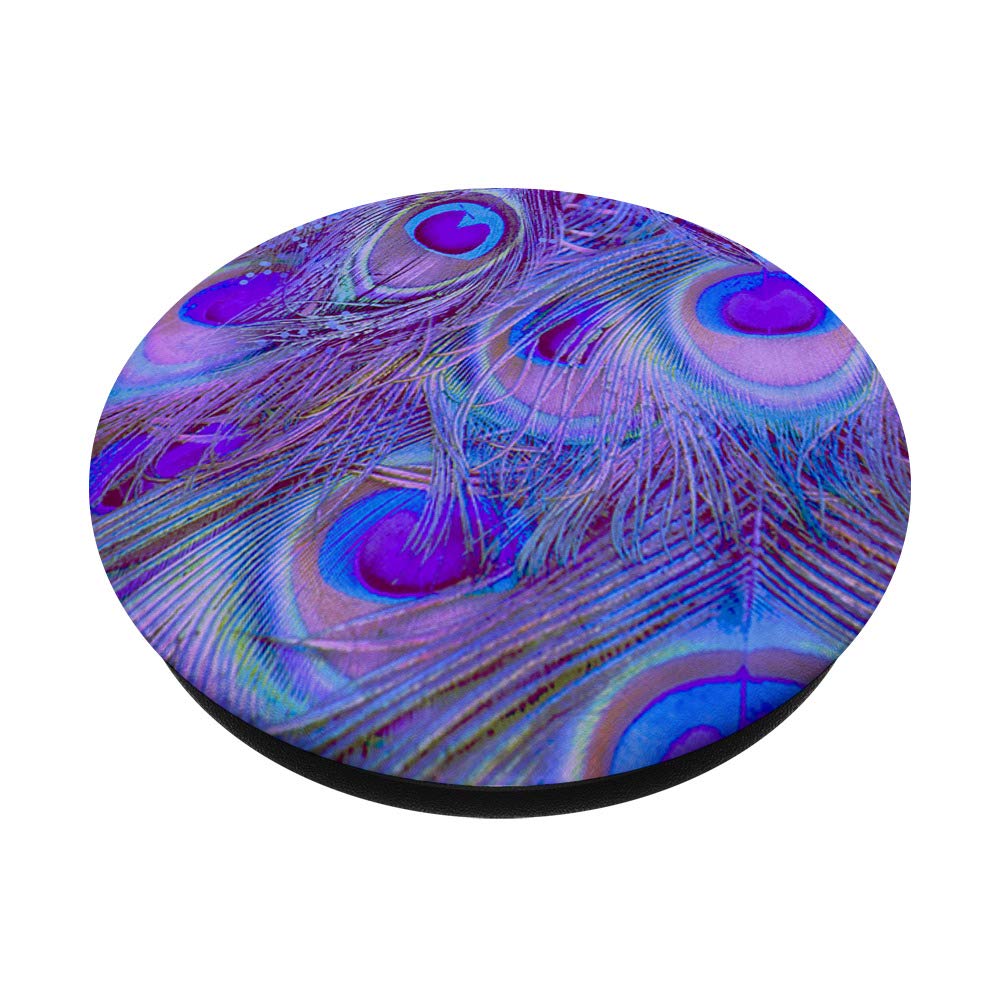 Lavender Purple Peacock Feathers Design PopSockets PopGrip - Interchangeable Phone Grip for iPhone, Samsung & Tablets - Perfect for Phone Protection, Selfies & Daily Use