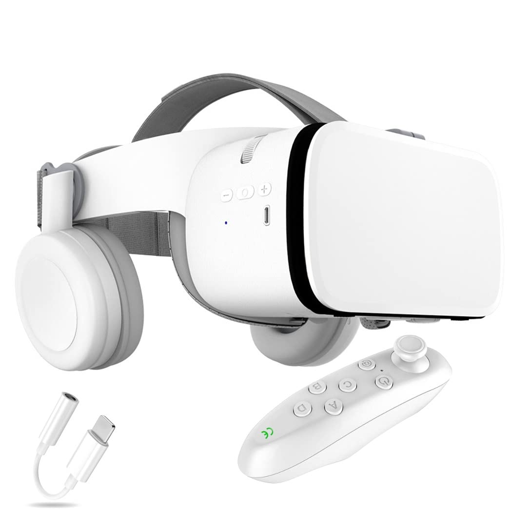 3D VR Headset with Bluetooth Controller - Compatible with iPhone 13 Pro Max/13 Pro/13/12/11, Samsung Galaxy S21, Huawei & Xiaomi Series - Immersive Virtual Reality Experience for Gaming, Movies & 360° Videos (Color: C, Size: iOS)
