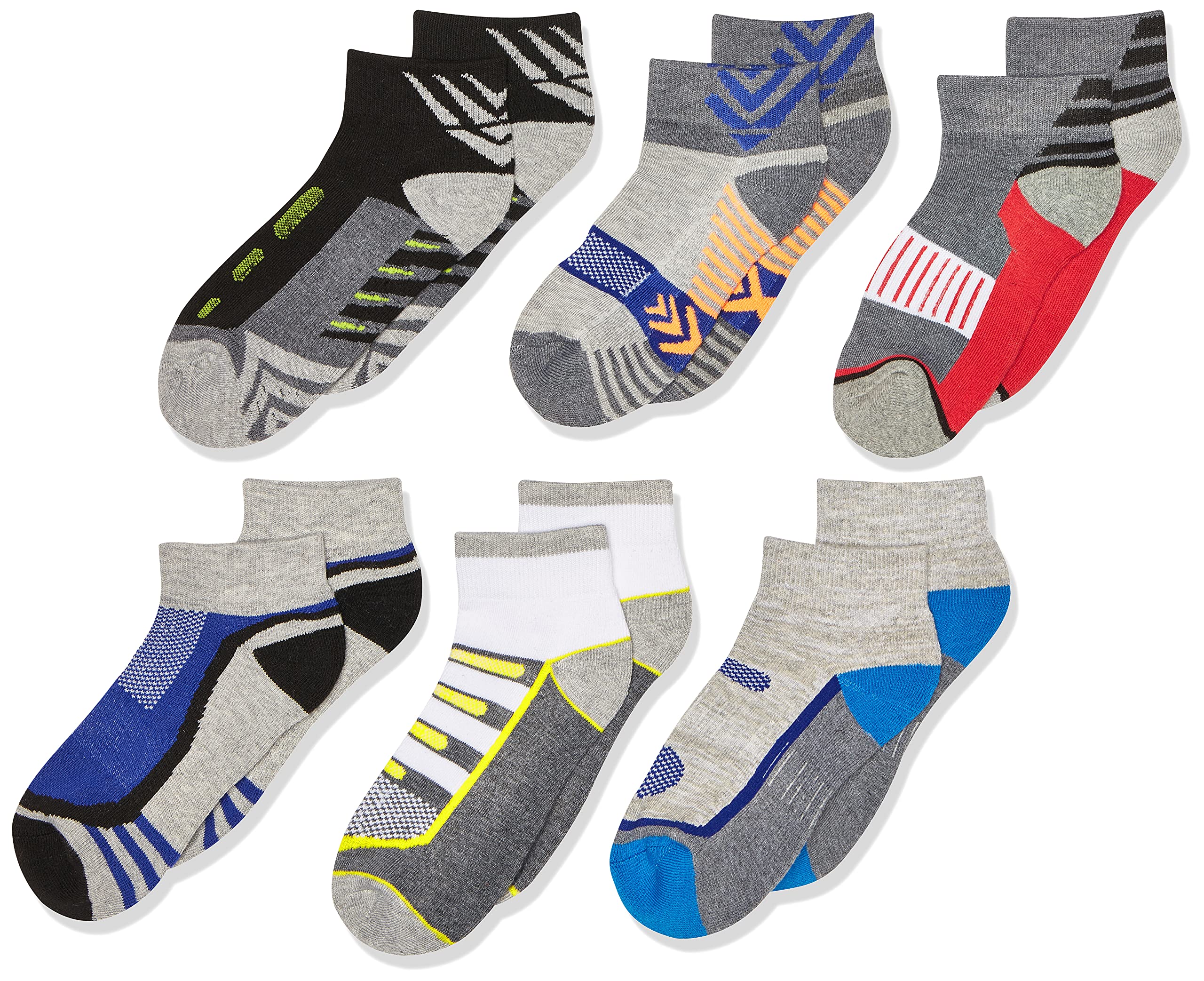 Jefferies Boys' Tech Sport Quarter Socks - 6 Pair Pack - Moisture Wicking Athletic Socks for Running, Basketball & Soccer - Kids' Performance Socks for Sports & Everyday Wear