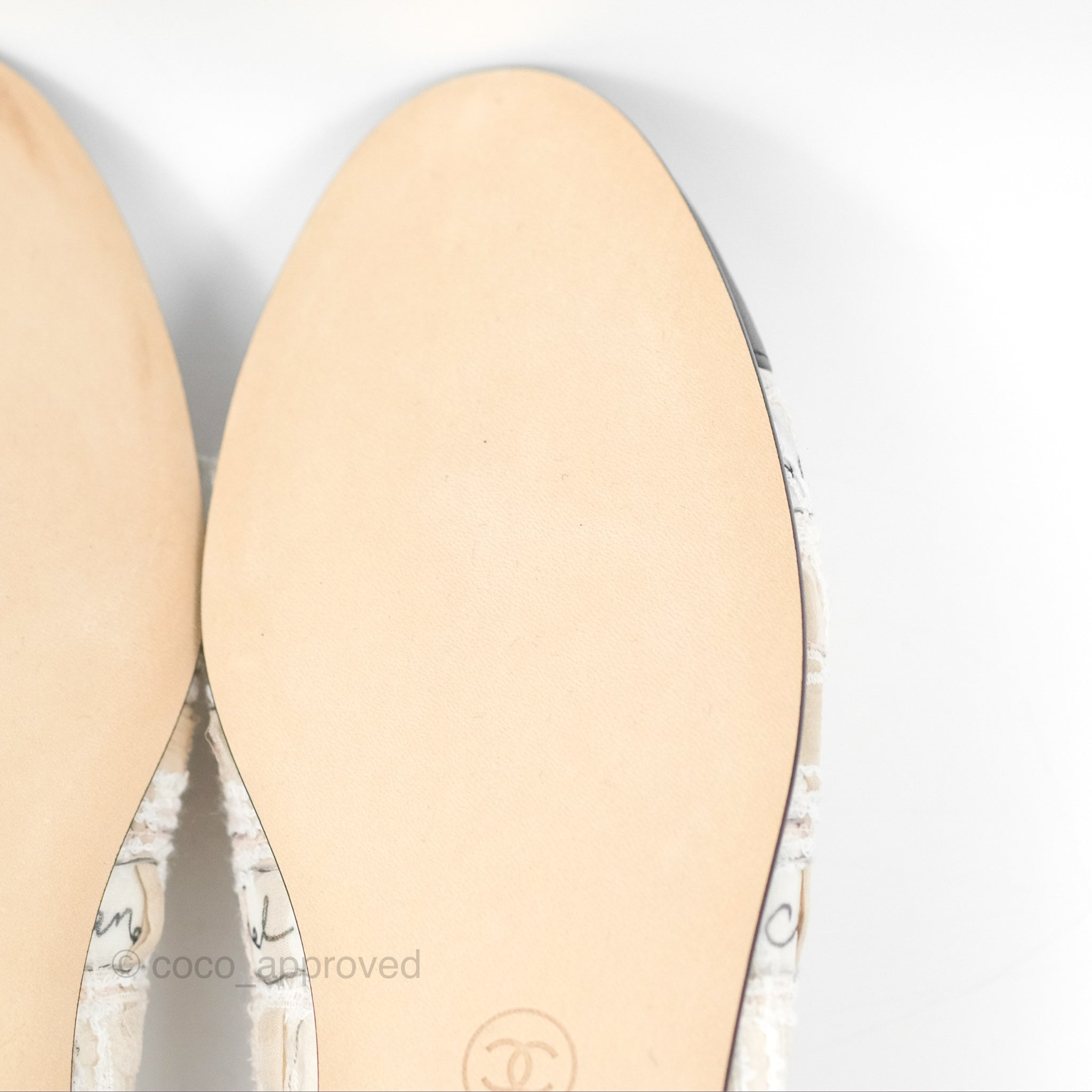 Chanel Ballerina Flats for Women - Light Pink & Black Fabric - Size 38.5 - Comfortable Ballet Shoes for Work, Party & Casual Wear