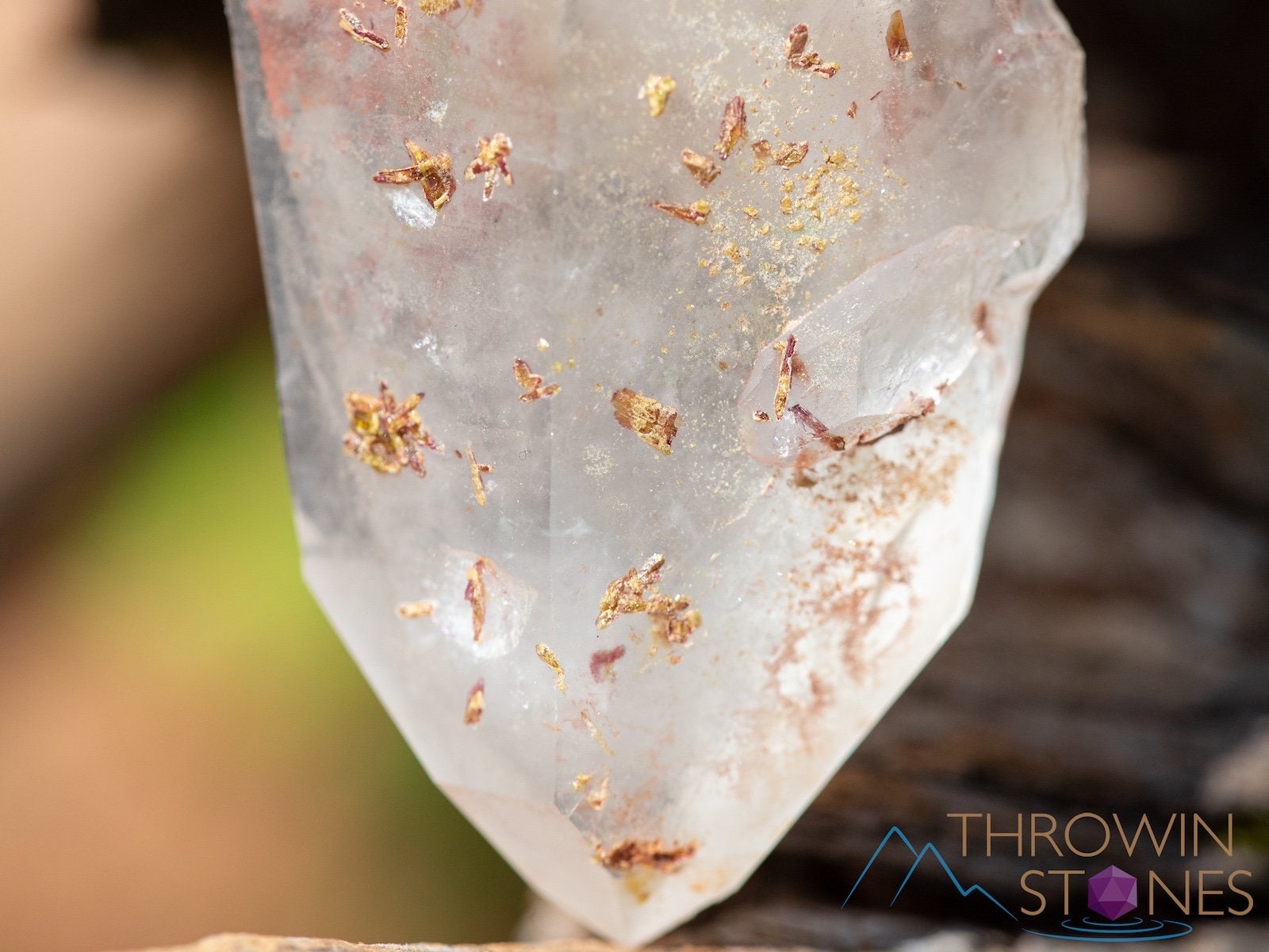 Natural Raw Quartz Crystal Point with Epidote Inclusions - Healing Stone for Home Decor, Housewarming Gift, Meditation & Energy Work (39906) | Perfect for Crystal Grids, Altars & Spiritual Spaces