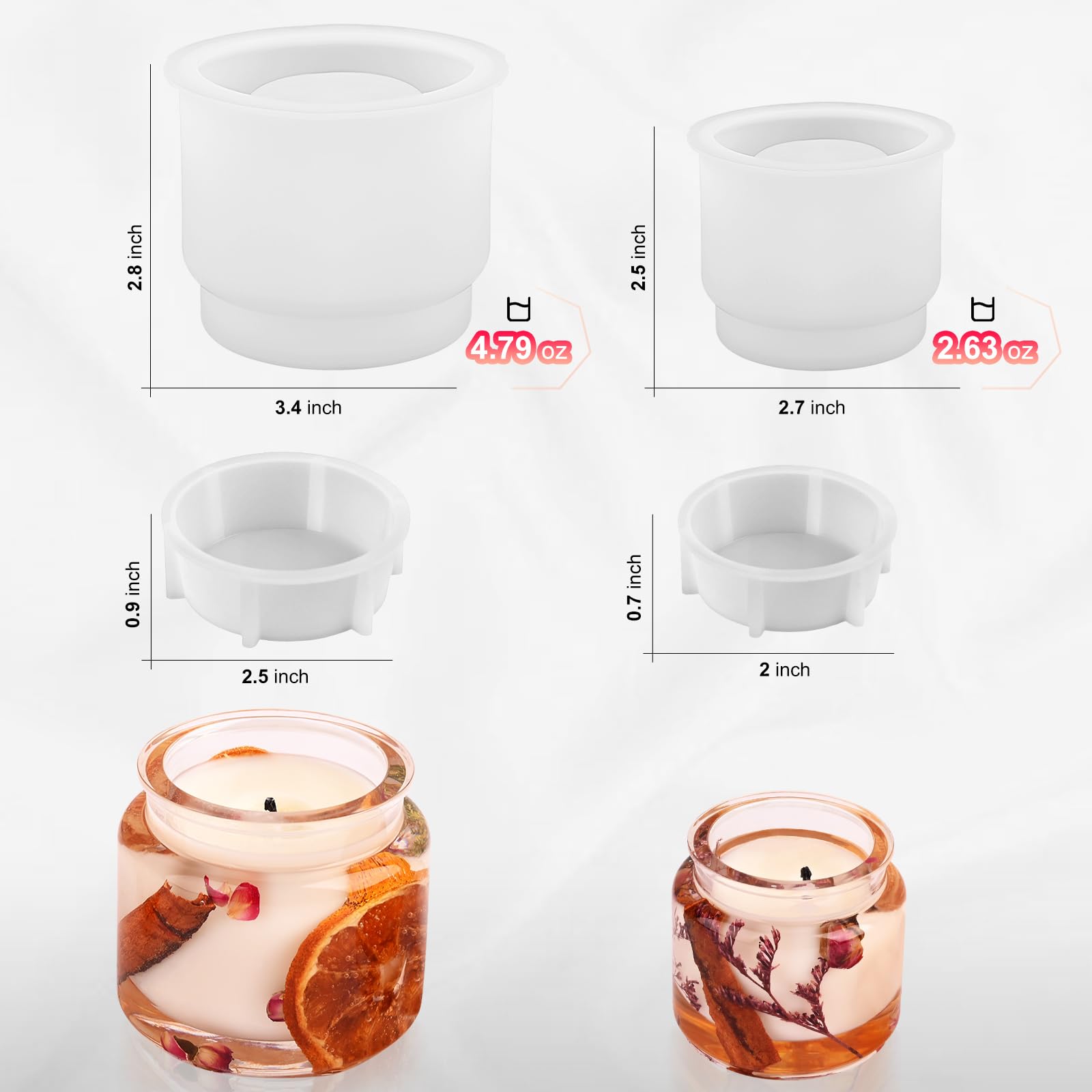 Silicone Jar Molds with Lids - 2 Sets of Different Sizes for DIY Resin Casting, Candle Making & Jewelry Storage Box - Epoxy Resin Craft Molds for Unique Gifts & Home Decor Projects