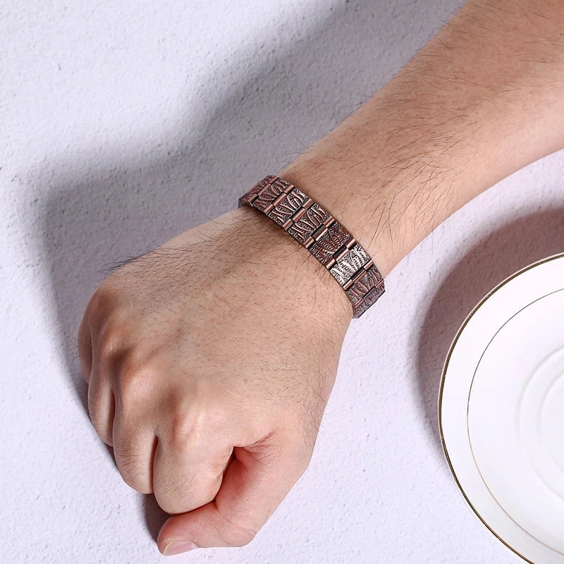 Men's Magnetic Health Bracelet - Pure Copper Energy Bracelet with Blood Pressure Magnets | Pain Relief & Improved Circulation | Perfect for Fitness, Work & Daily Wear