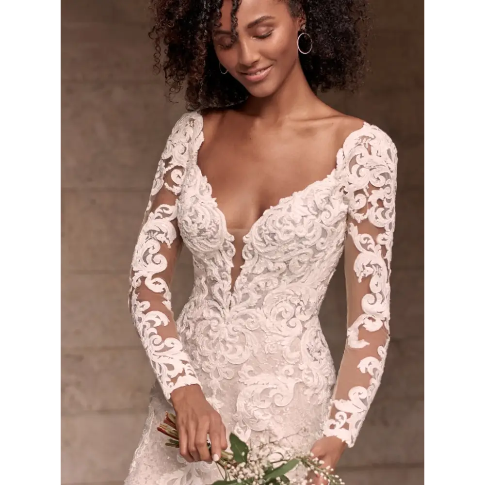 Maggie Sottero Tuscany Royale Wedding Dress with Detachable Long Sleeves - Elegant Bridal Gown for Church Ceremony & Formal Reception