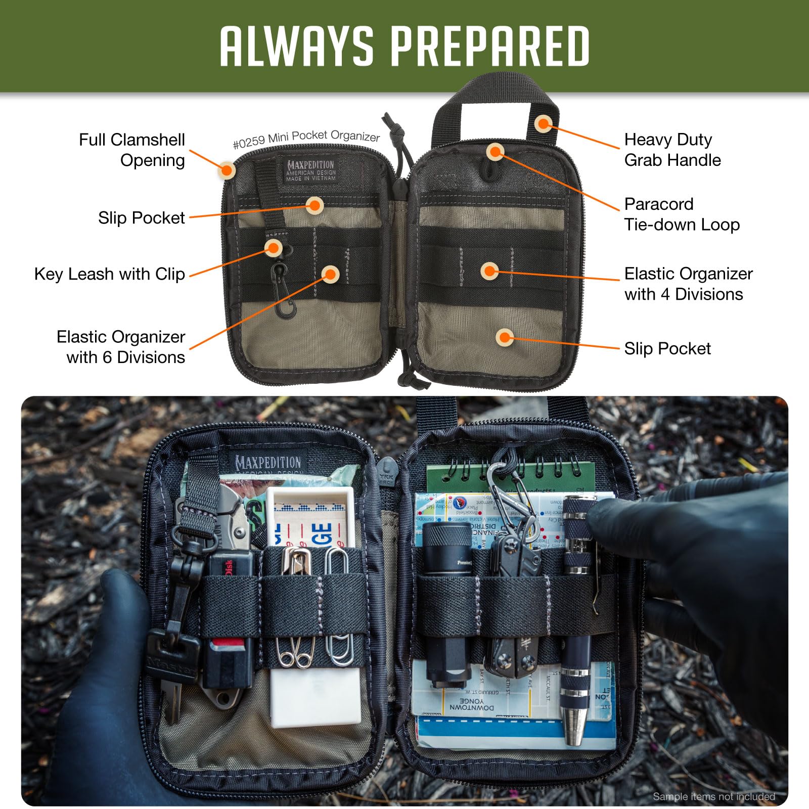 Maxpedition Mini Pocket Organizer - Compact EDC Gear Pouch for Tactical, Hiking & Outdoor Essentials | Water-Resistant Durable Storage for Tools, First Aid & Survival Kit